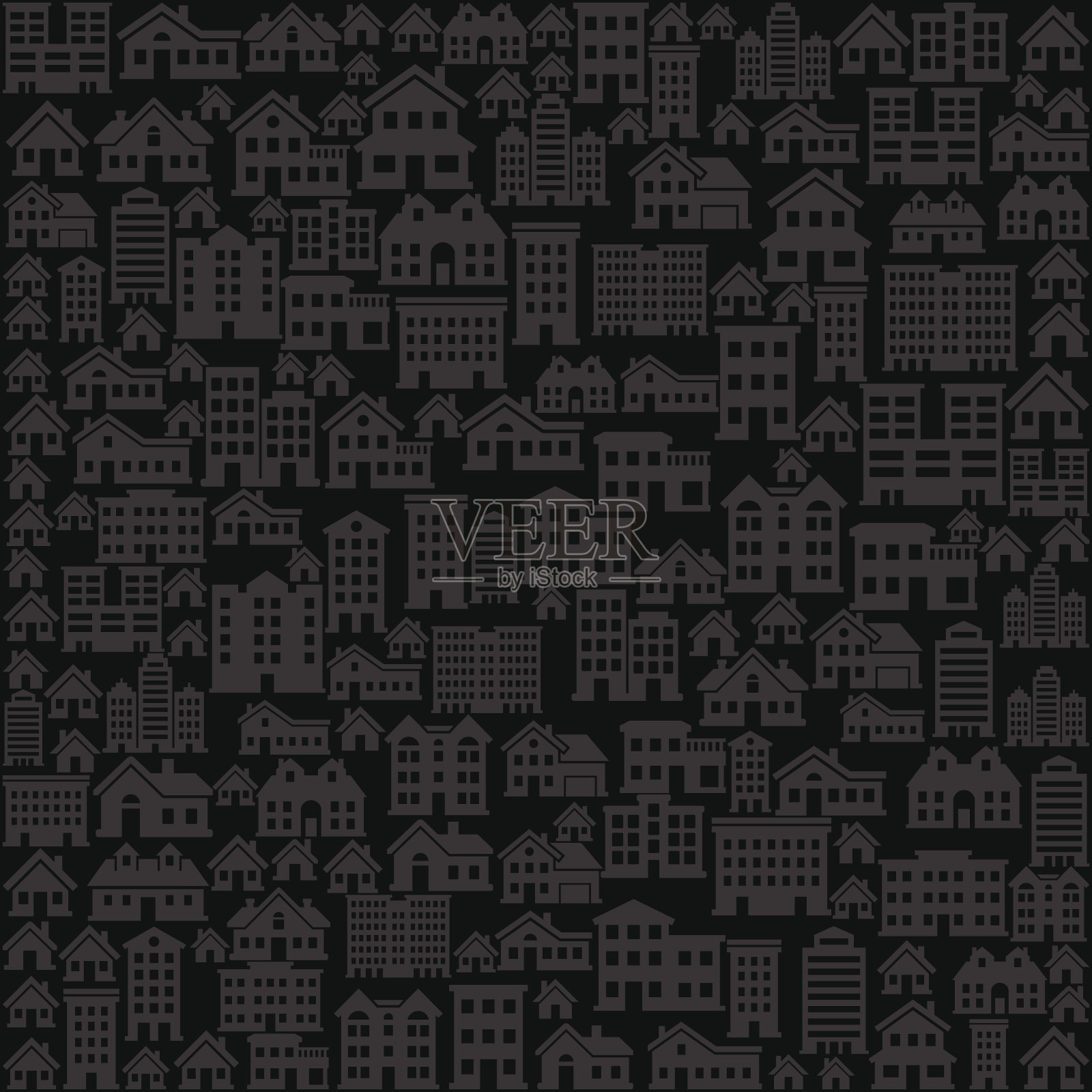 无缝背景上的建筑免版税矢量艺术图案插画图片素材