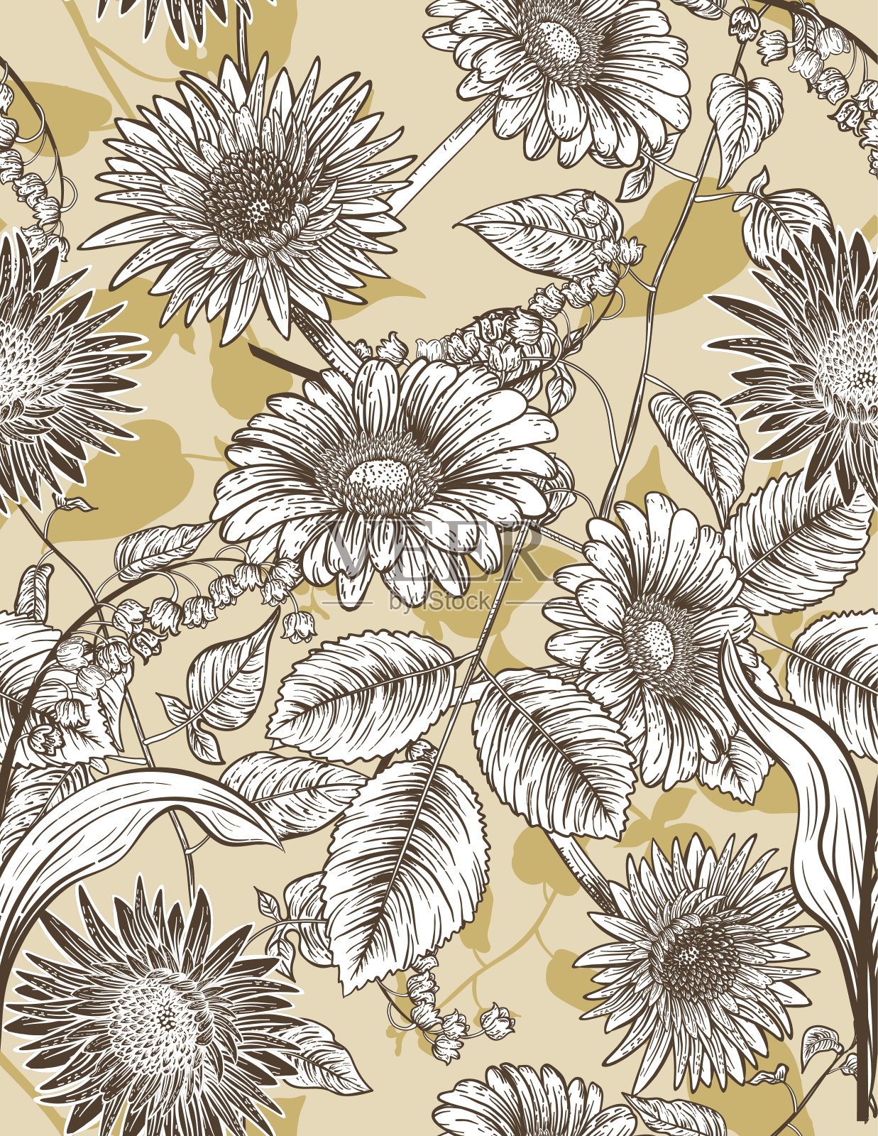 植物花卉无缝图案插画图片素材