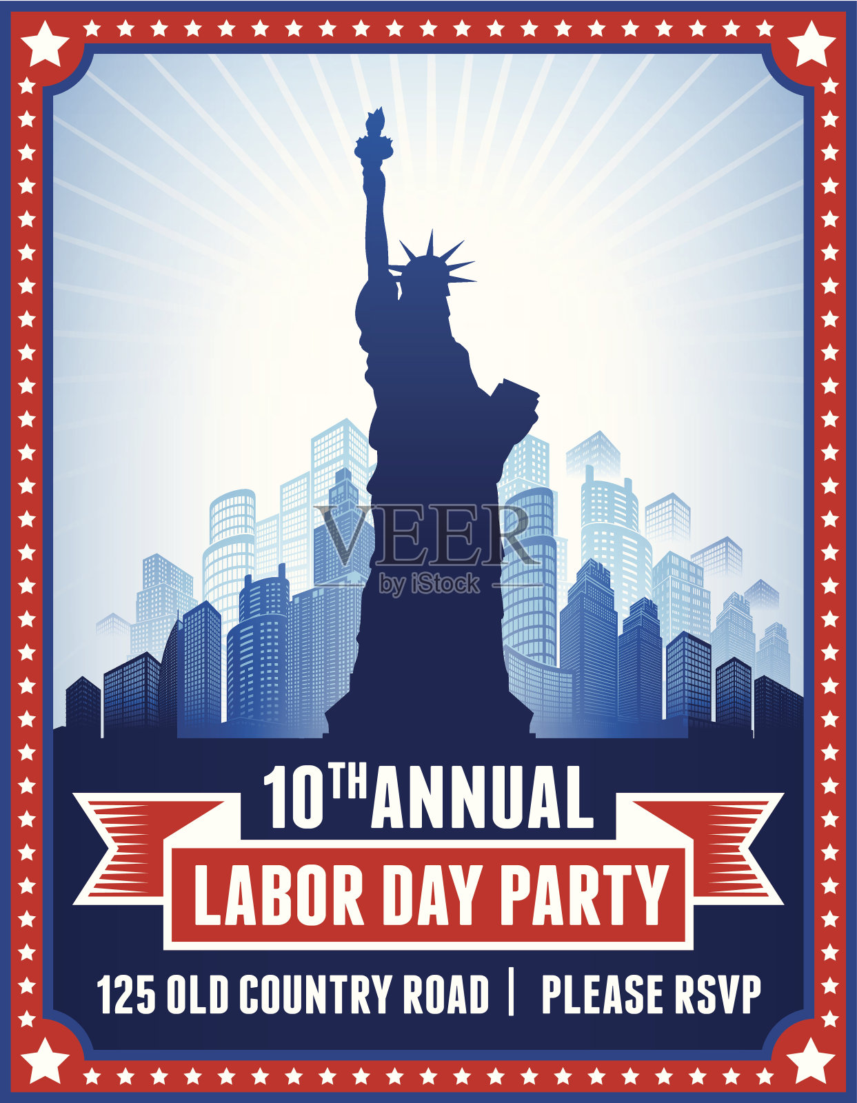 劳动节派对的城市背景插画图片素材