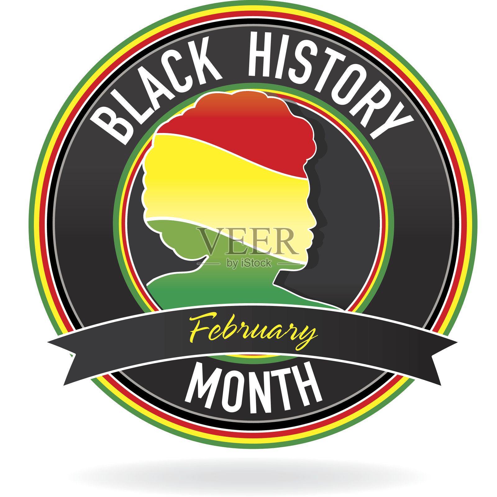 黑人历史月的标志设计与侧面的人插画图片素材