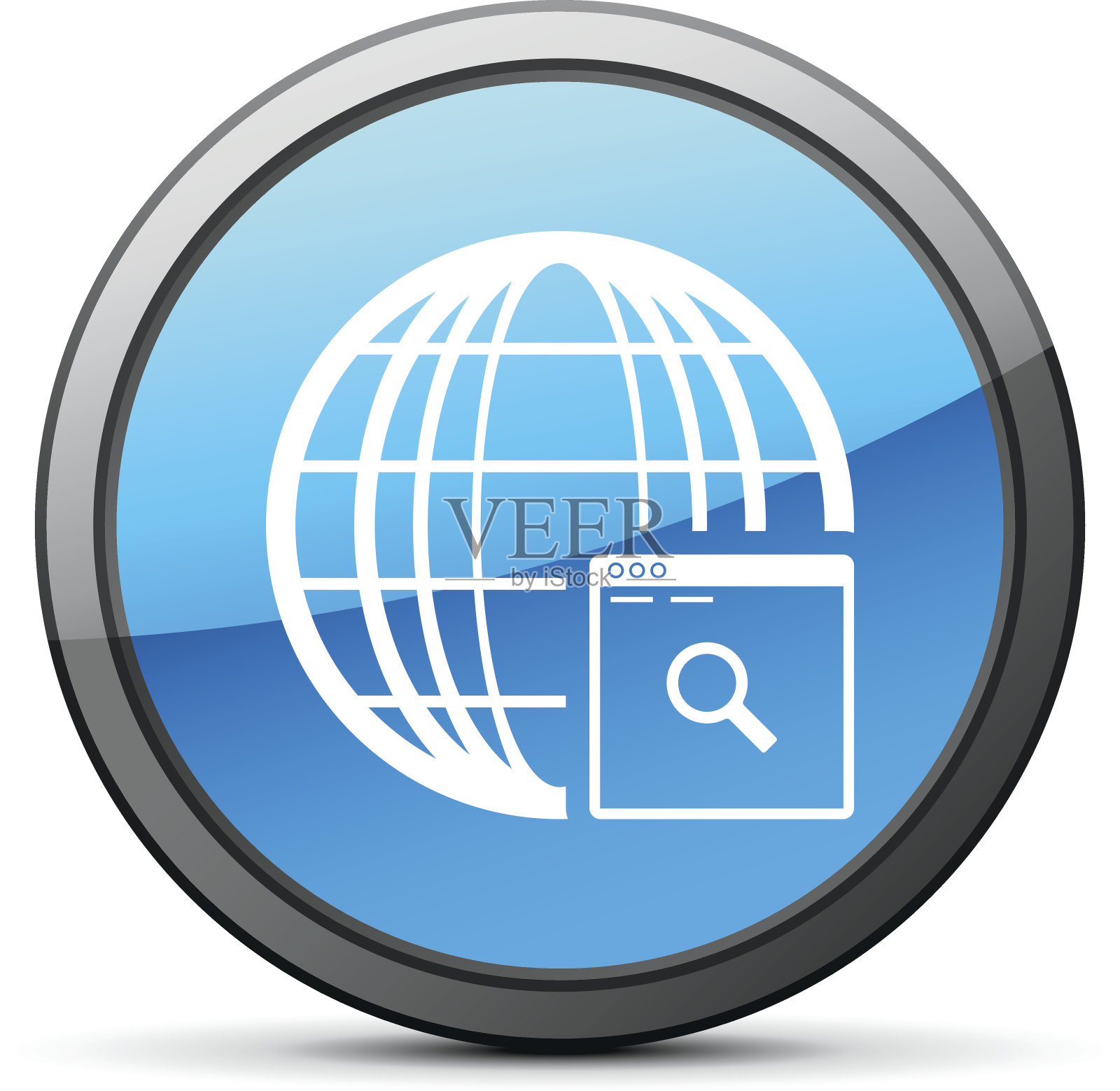 圆形按钮上的地球仪图标。——BrightSeries插画图片素材