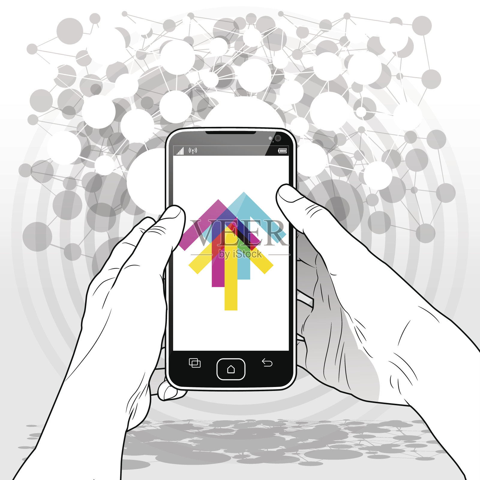 智能手机-上传内容插画图片素材