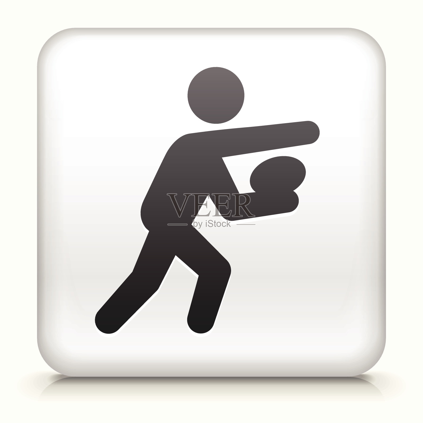 白色方形按钮与足球图标插画图片素材