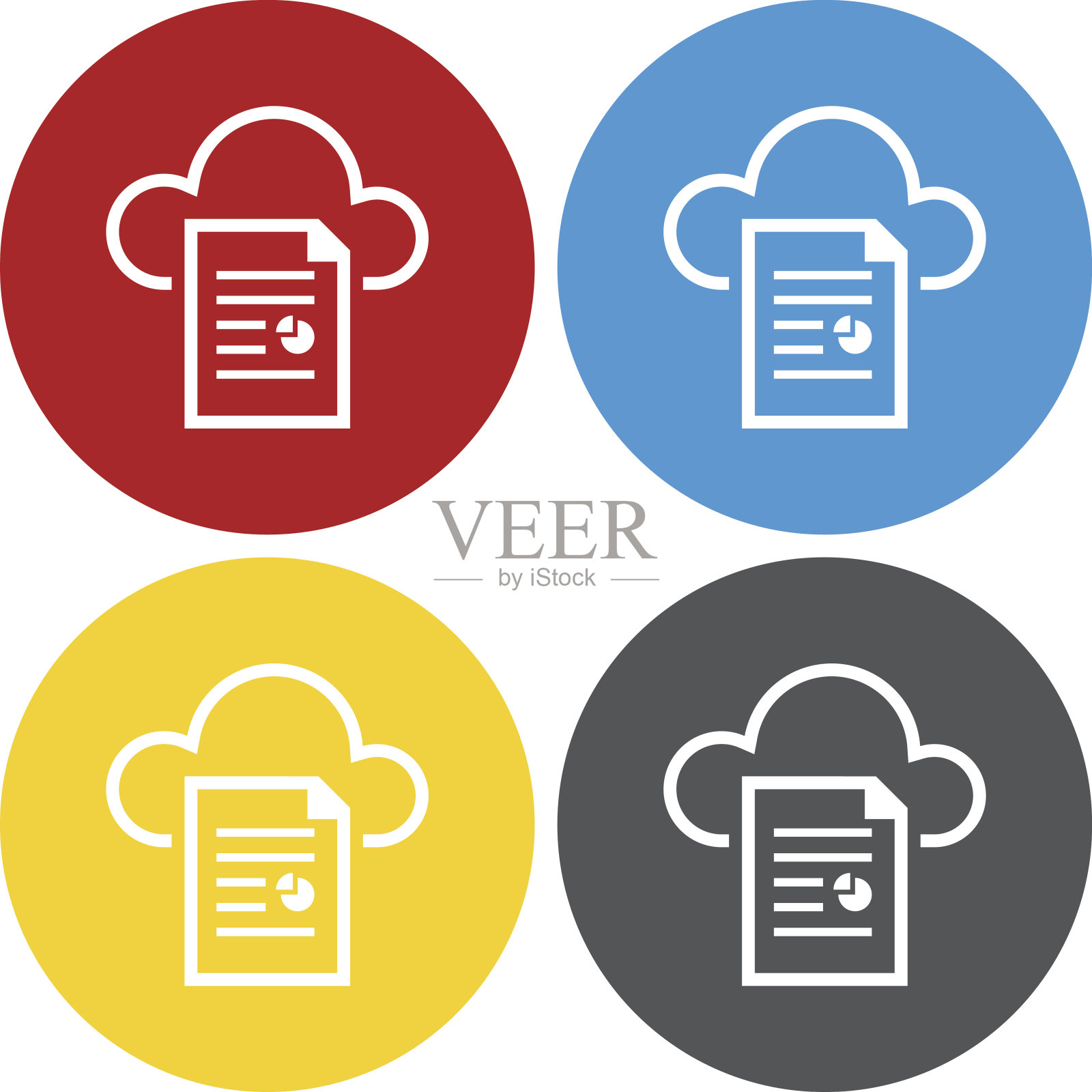 云计算图标上的圆形按钮。——CircleSeries图标素材