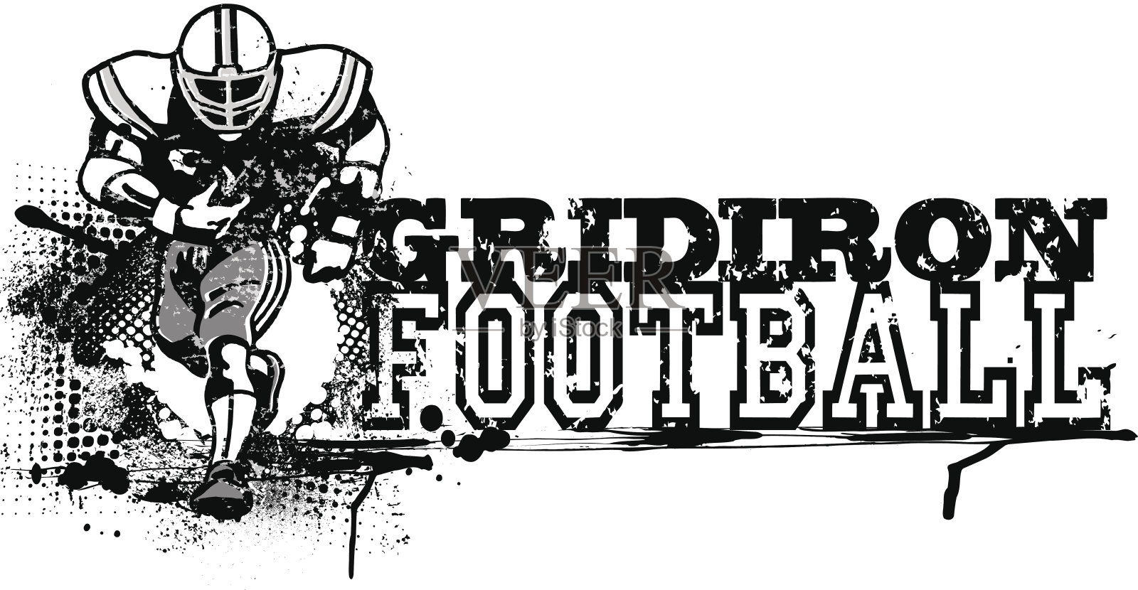 复古Grunge足球图形-格栅插画图片素材