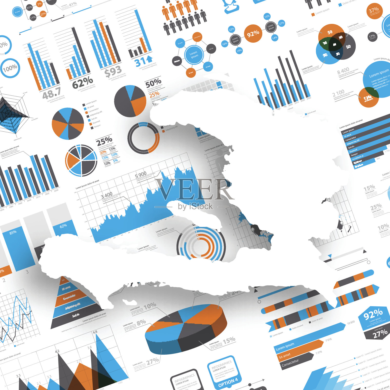 海地地图上的信息图背景插画图片素材