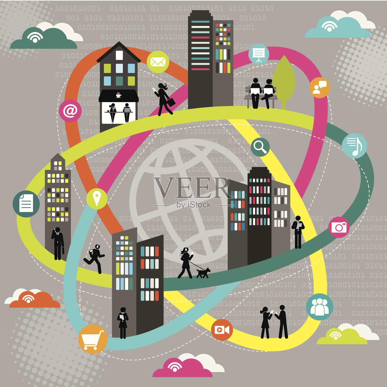 动态社交网络体验插画图片素材