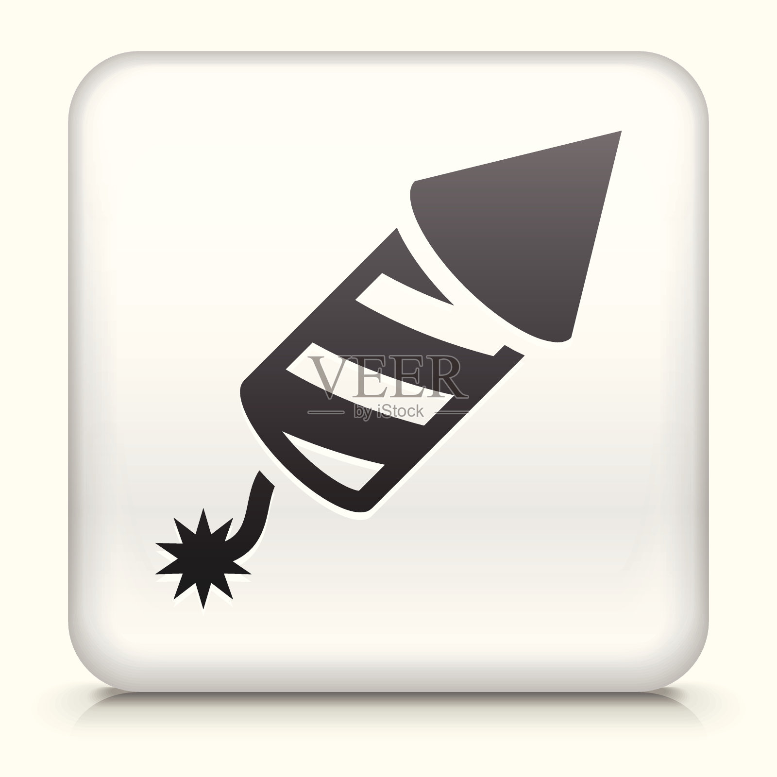 白色方形按钮与烟花图标插画图片素材