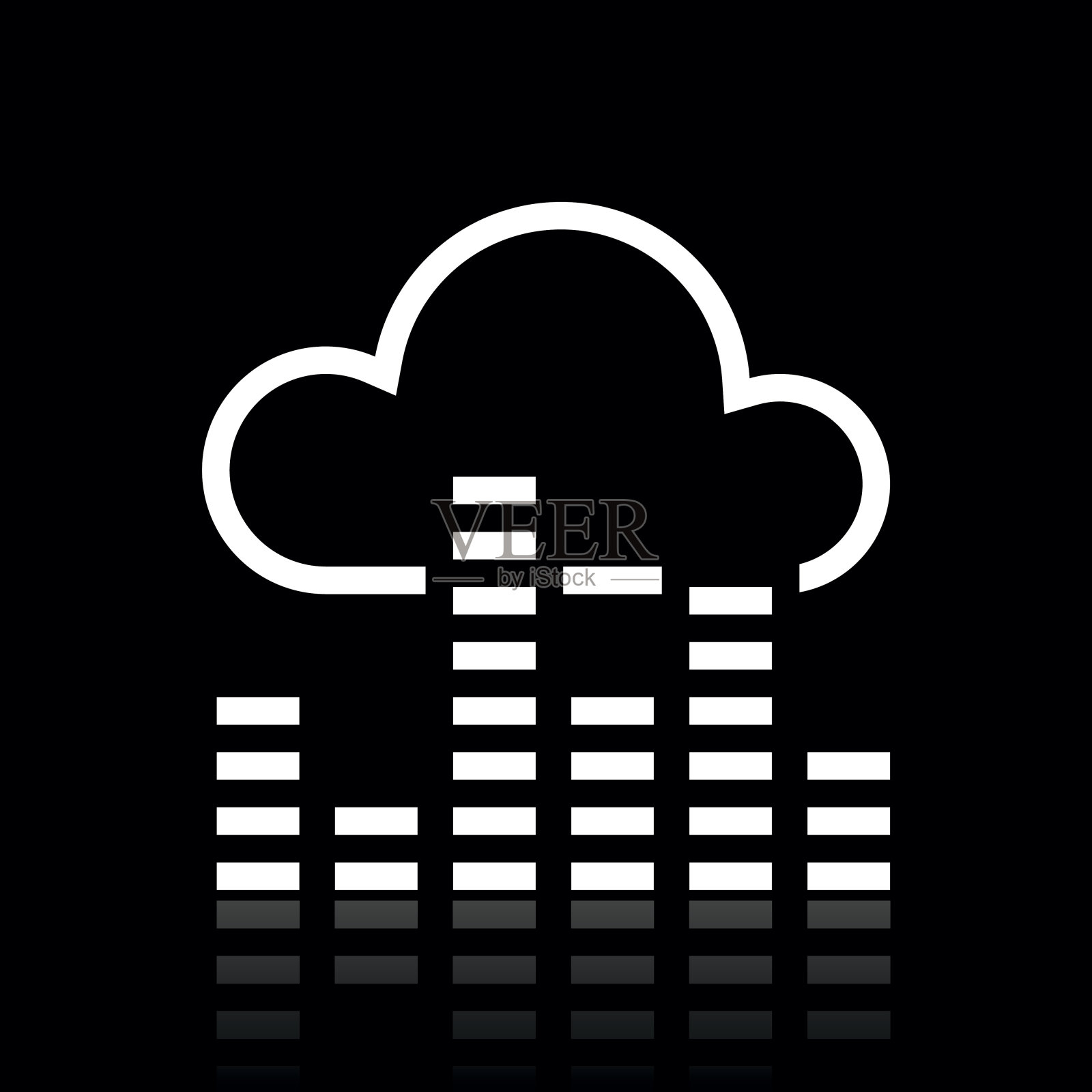 云计算图标上的黑色背景。——WhiteSeries插画图片素材