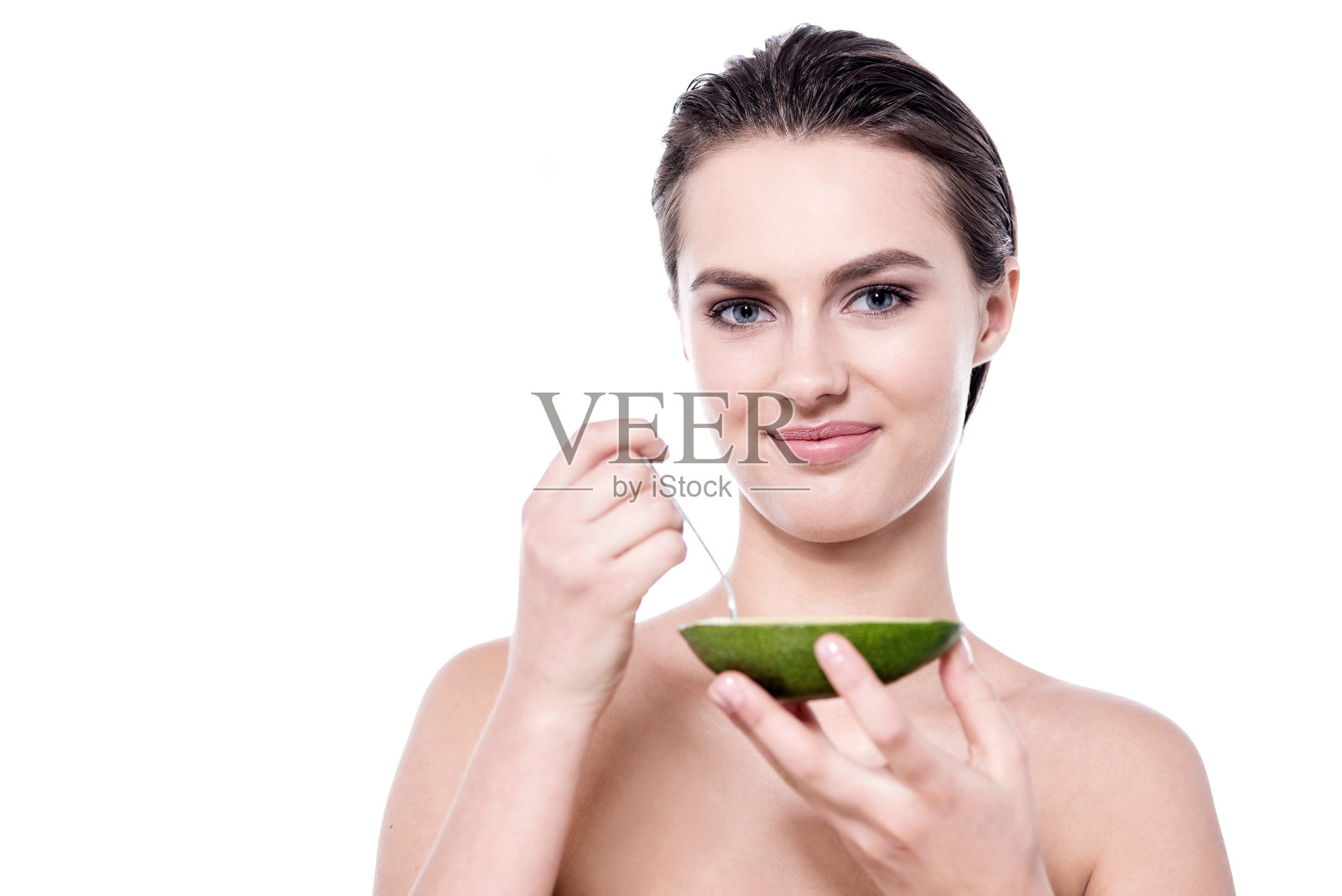 我喜欢这样吃水果!照片摄影图片