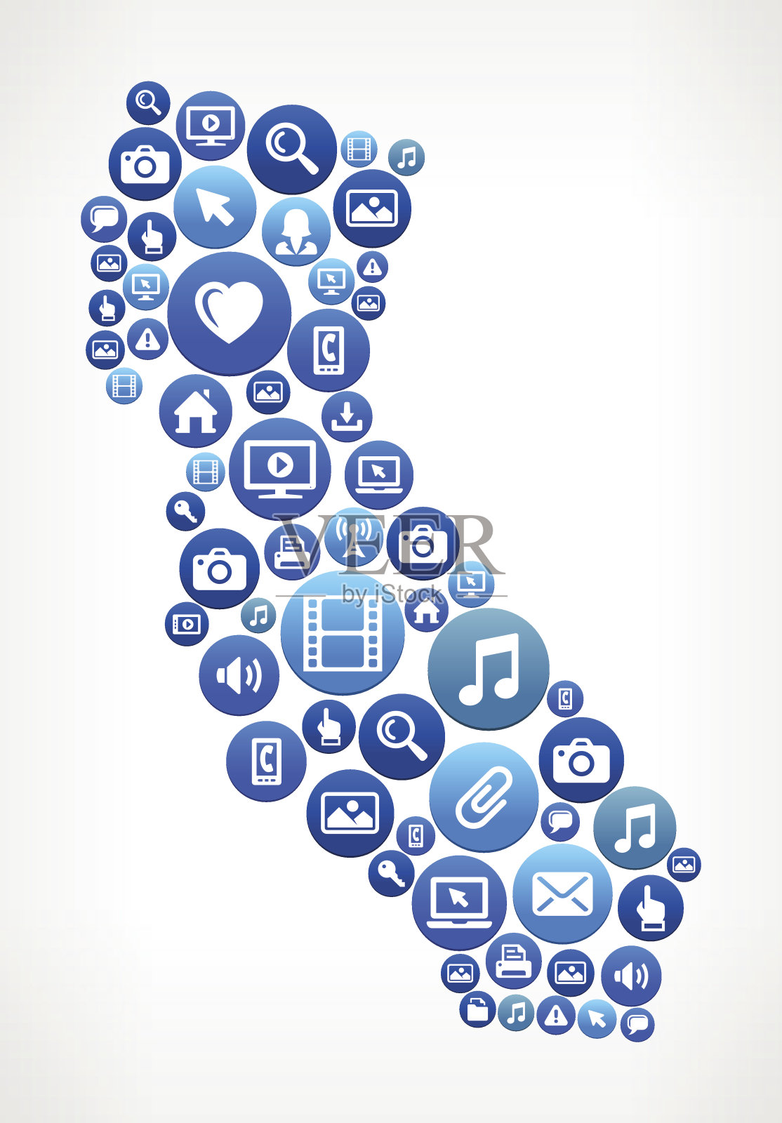 加州科技互联网和媒体蓝色按钮图案插画图片素材