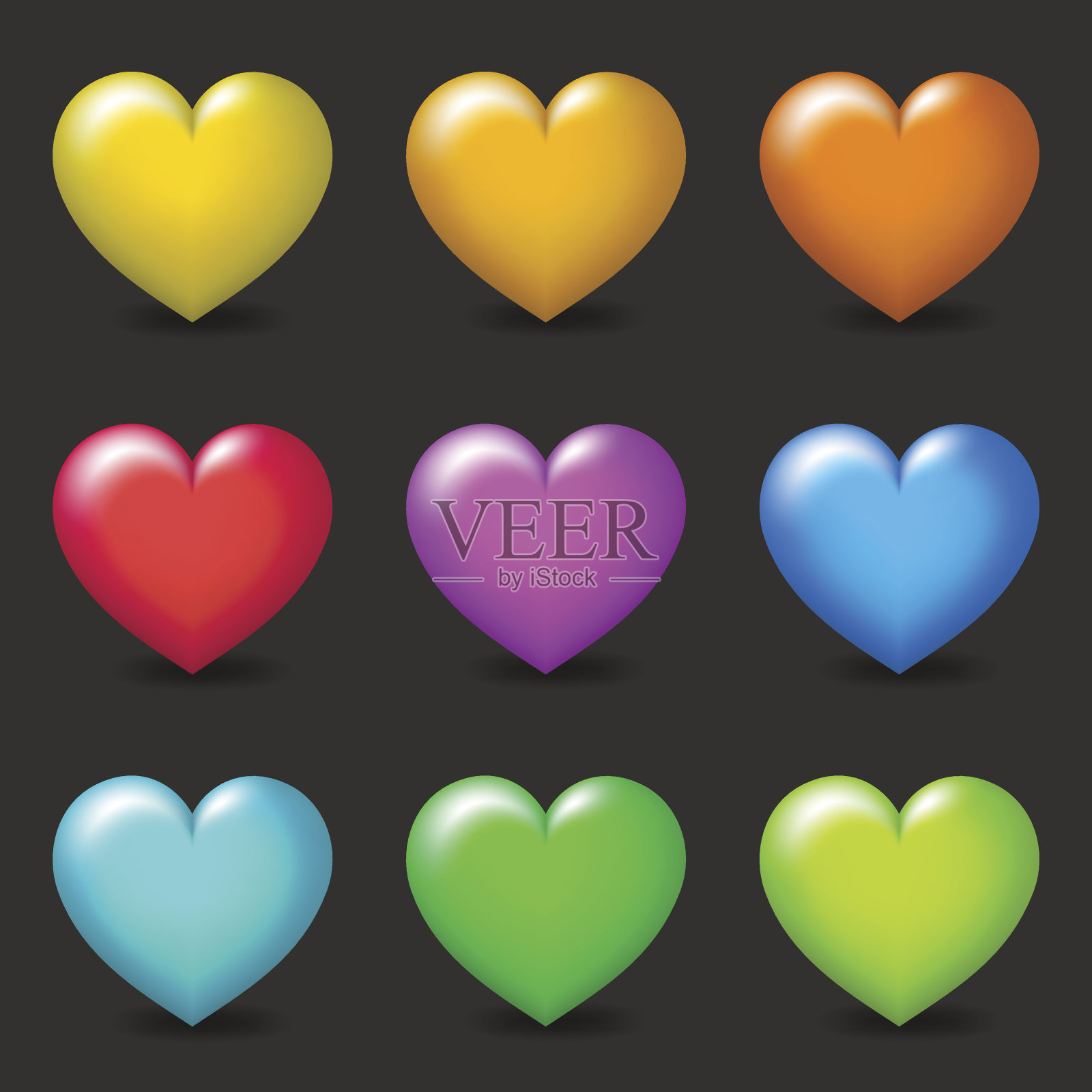 黑色上的彩心插画图片素材