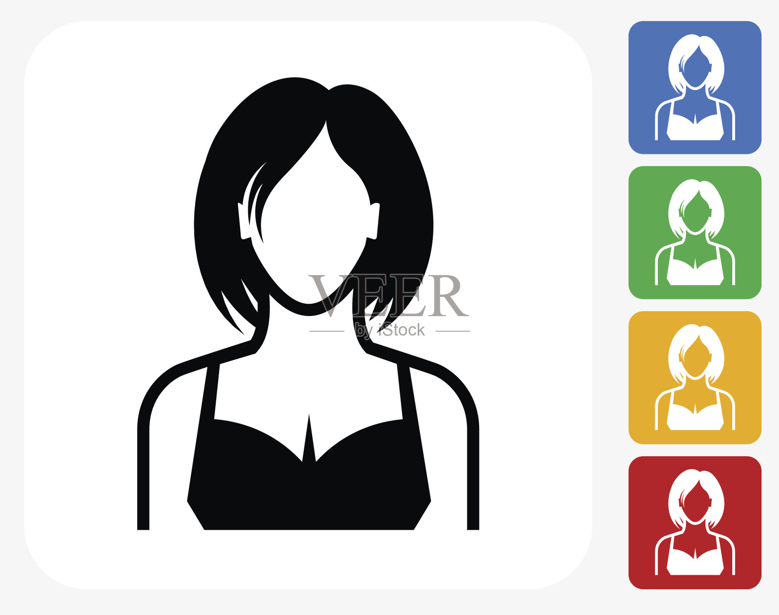 女人脸图标平面设计插画图片素材