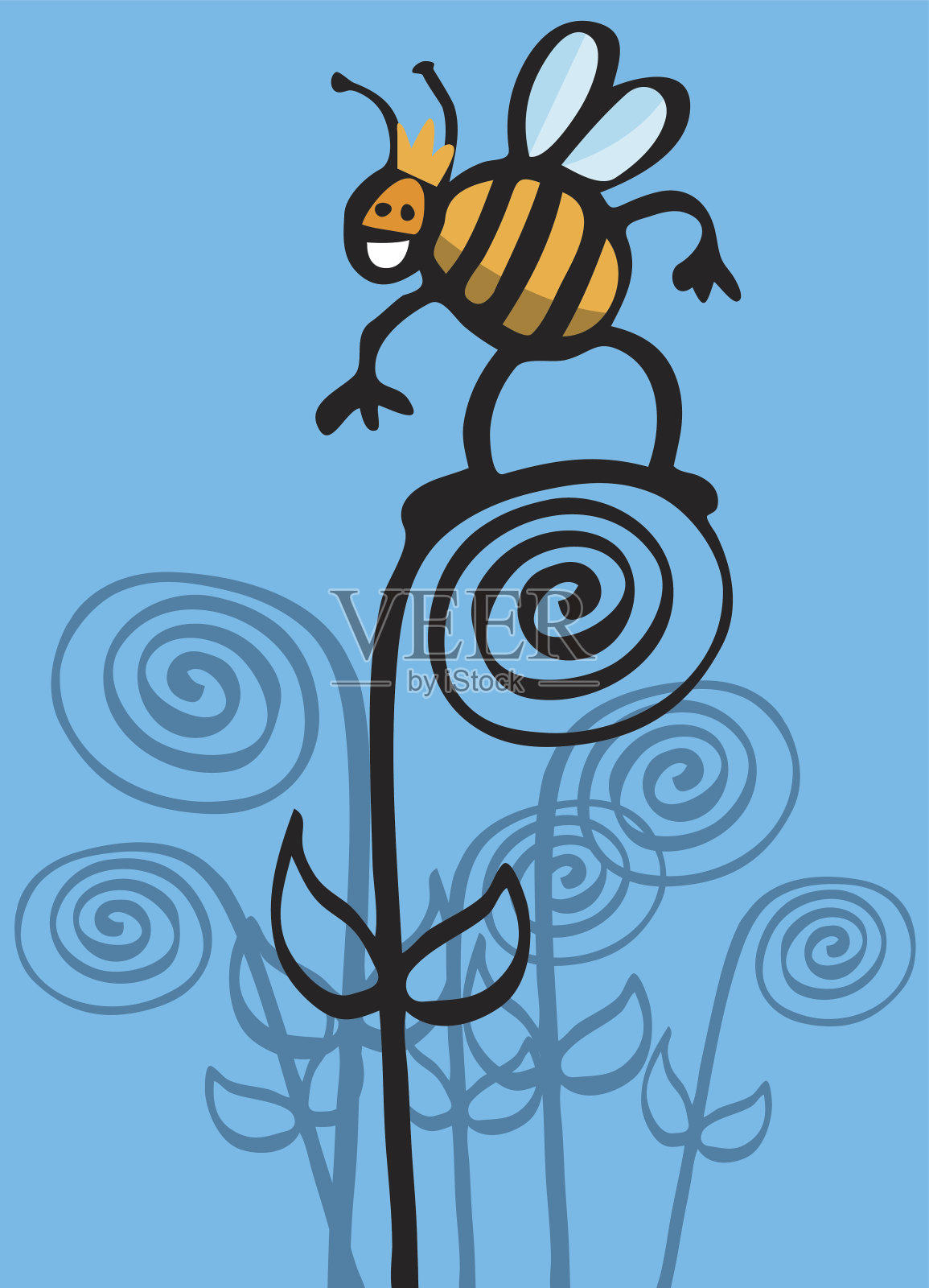 蜜蜂王插画图片素材