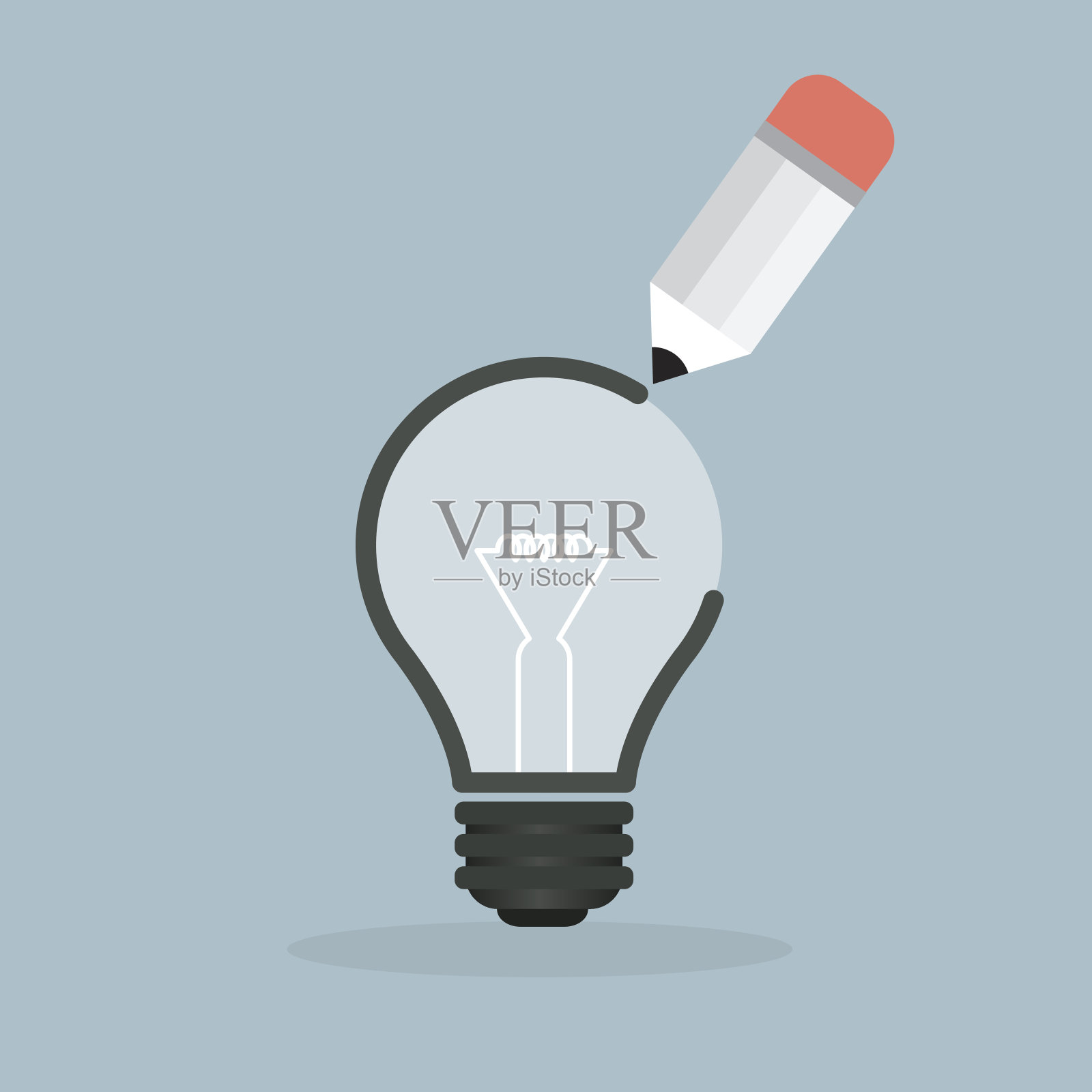 灯泡和铅笔矢量插画图片素材