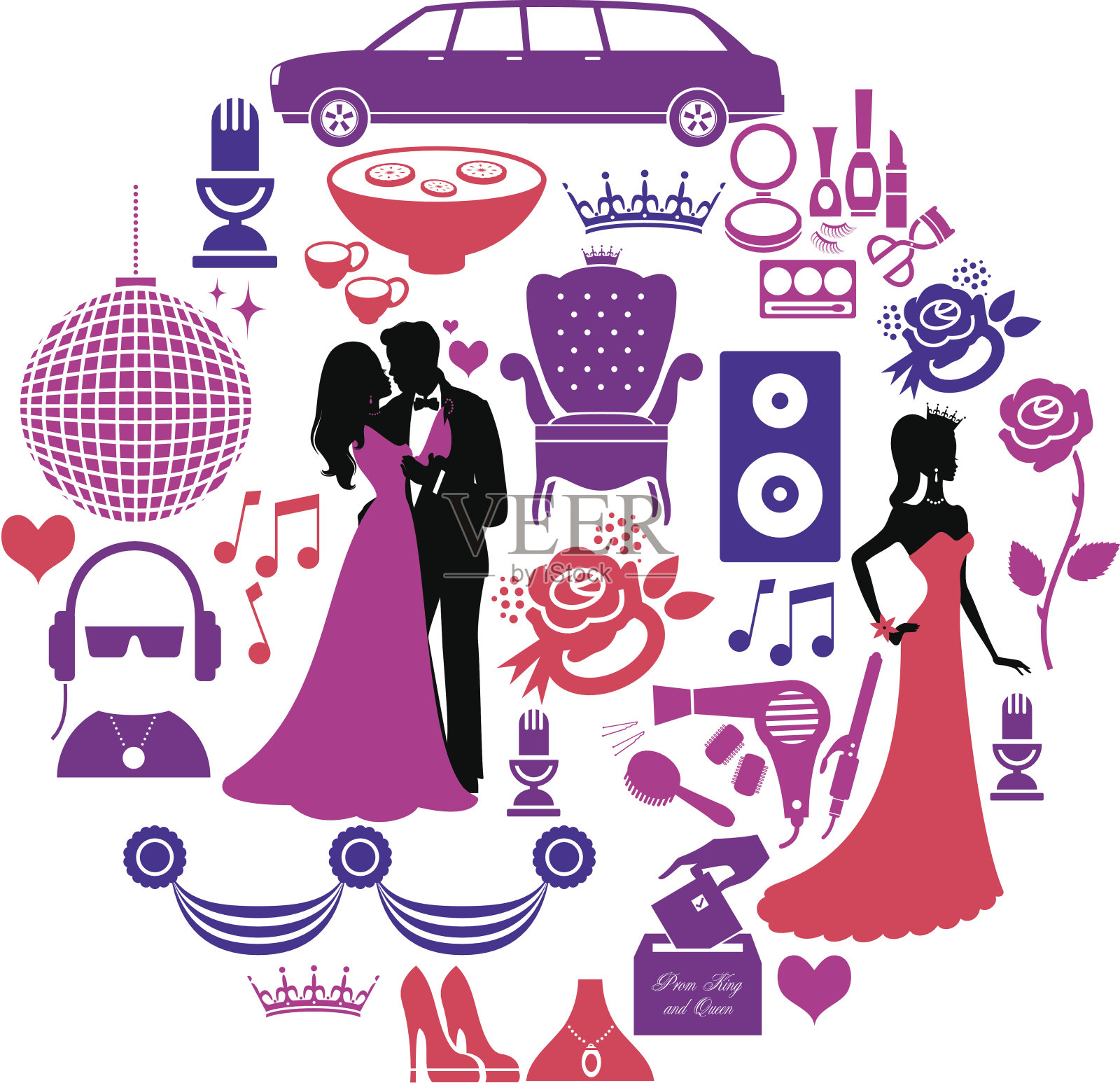 舞会图标设置插画图片素材