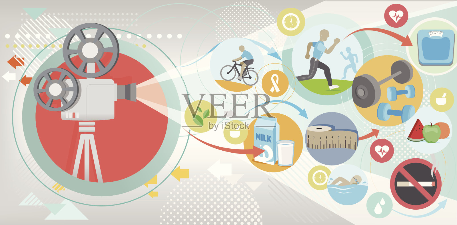 健身投影插画图片素材