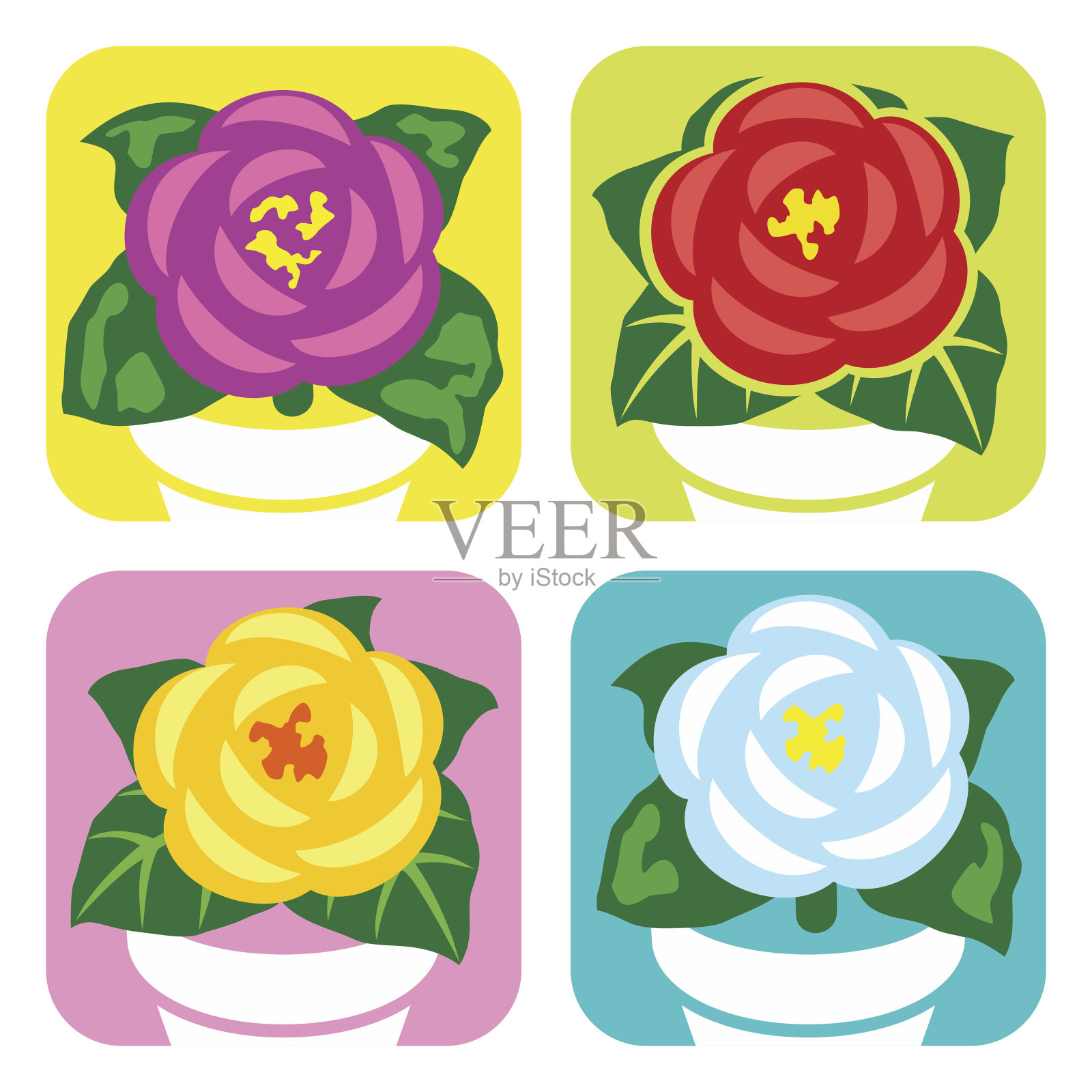 室内植物花图标集插画图片素材