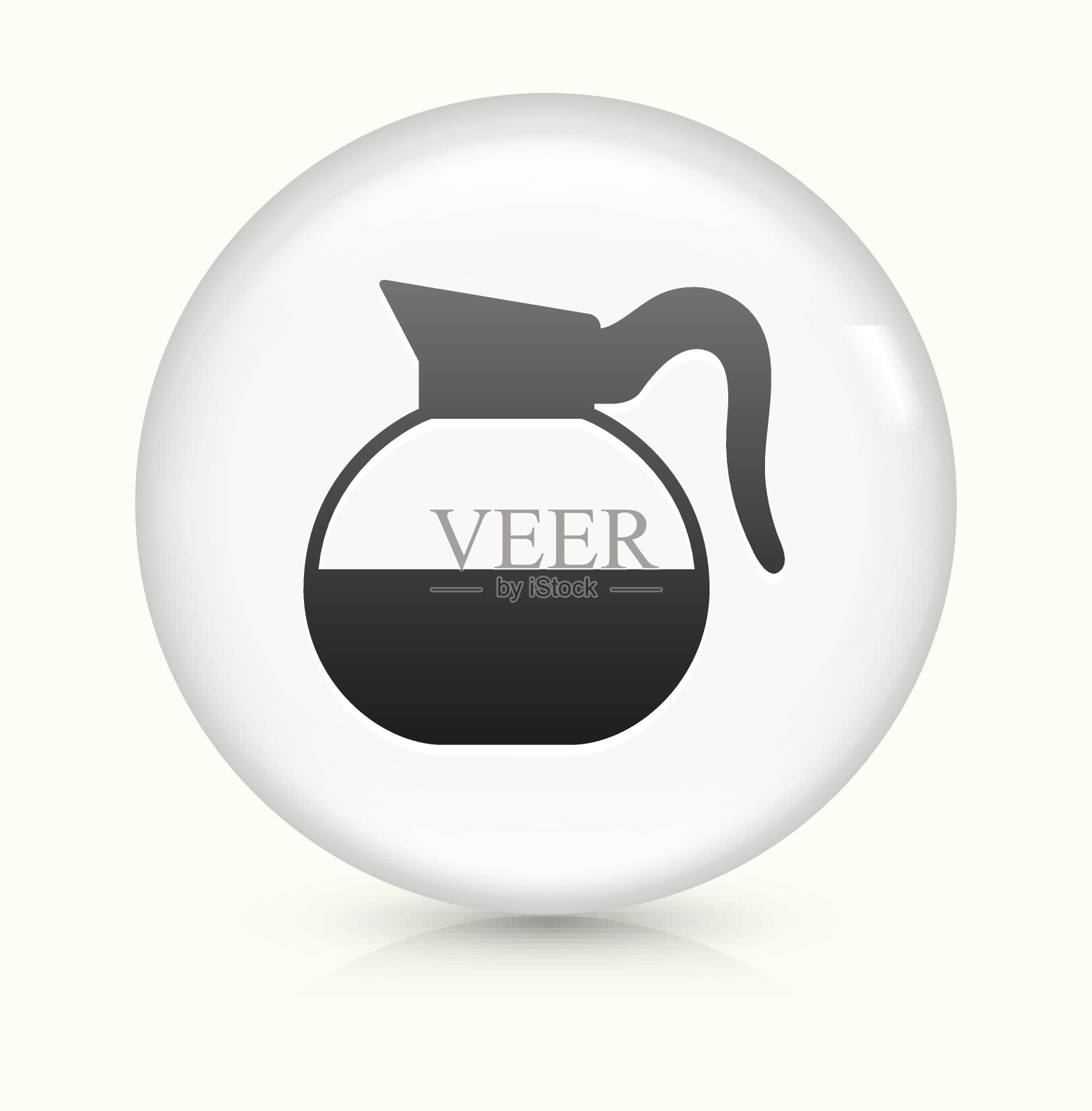 咖啡杯图标上的白色圆形矢量按钮图标素材