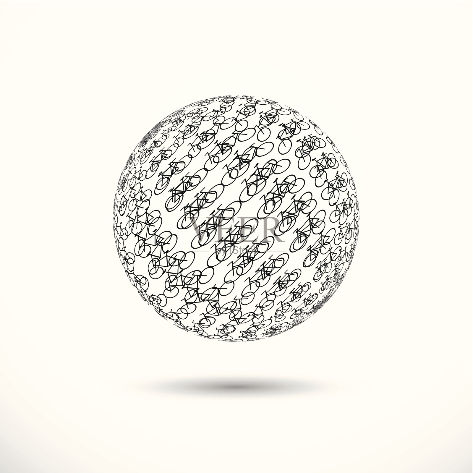 抽象的黑色3D风格自行车图案的设计插画图片素材