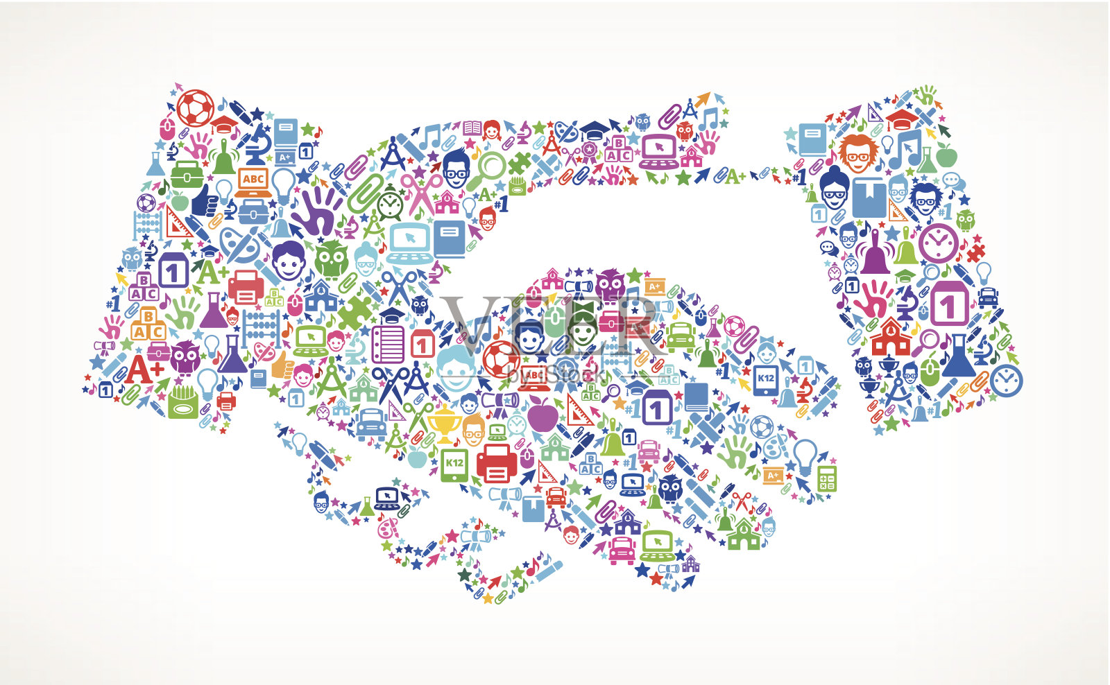 握手教育版税免费矢量艺术模式插画图片素材