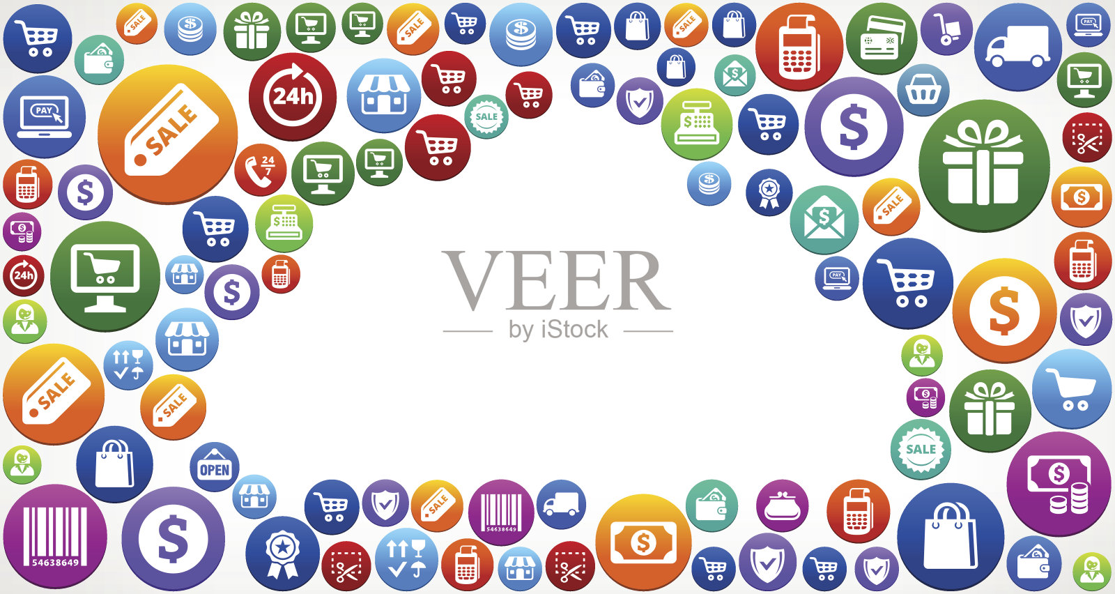 云购物和商业五颜六色的按钮图案插画图片素材