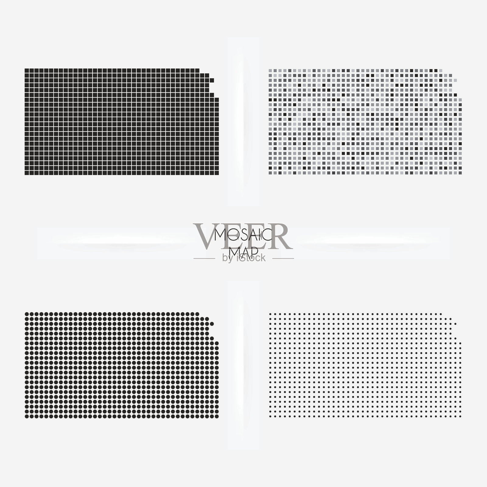 堪萨斯地图-马赛克方块和星点插画图片素材