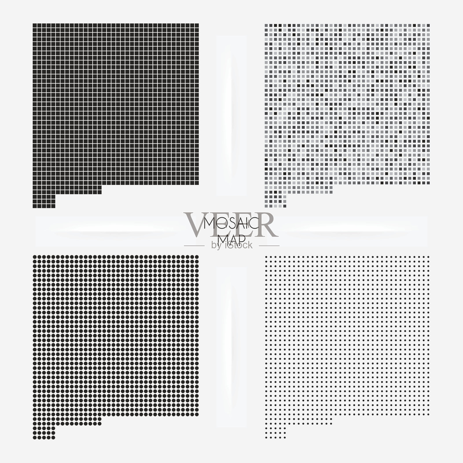 新墨西哥地图-马赛克方格和星点插画图片素材
