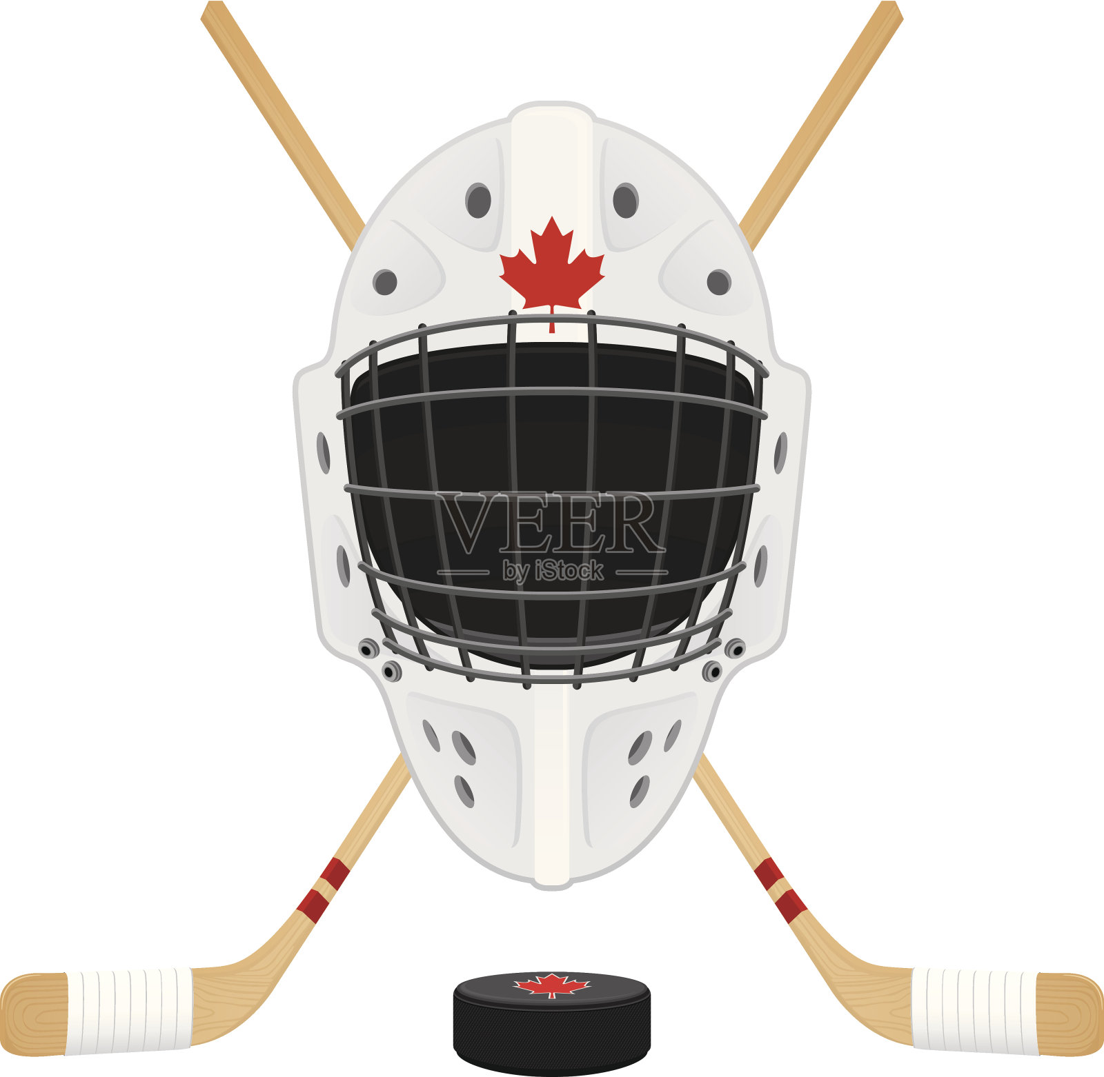 冰球面具，冰球和棒子插画图片素材