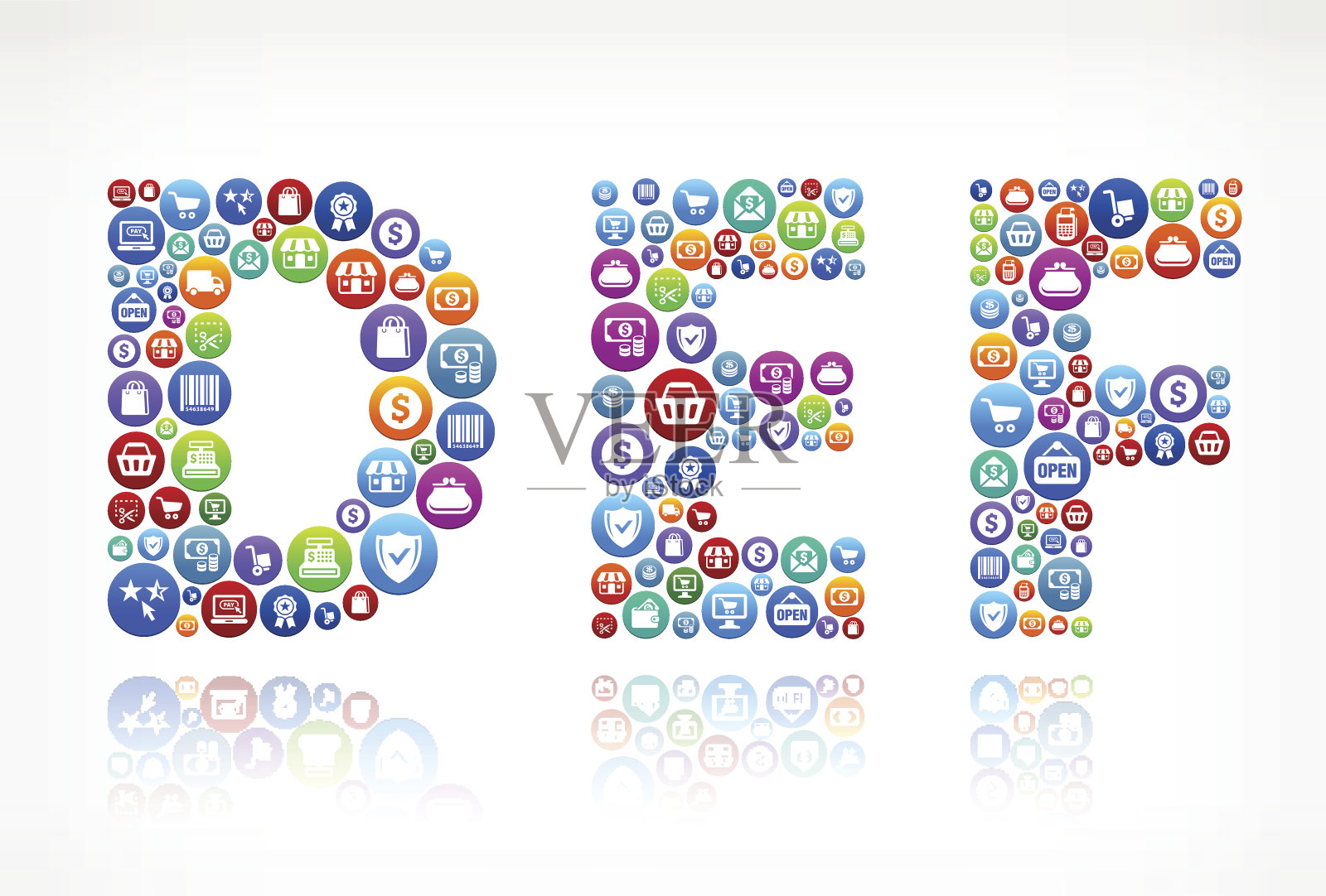 DEF购物和商业彩色按钮图案插画图片素材