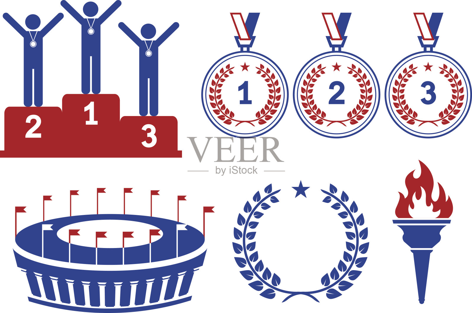 体育竞赛场馆奖牌获得者的图标插画图片素材