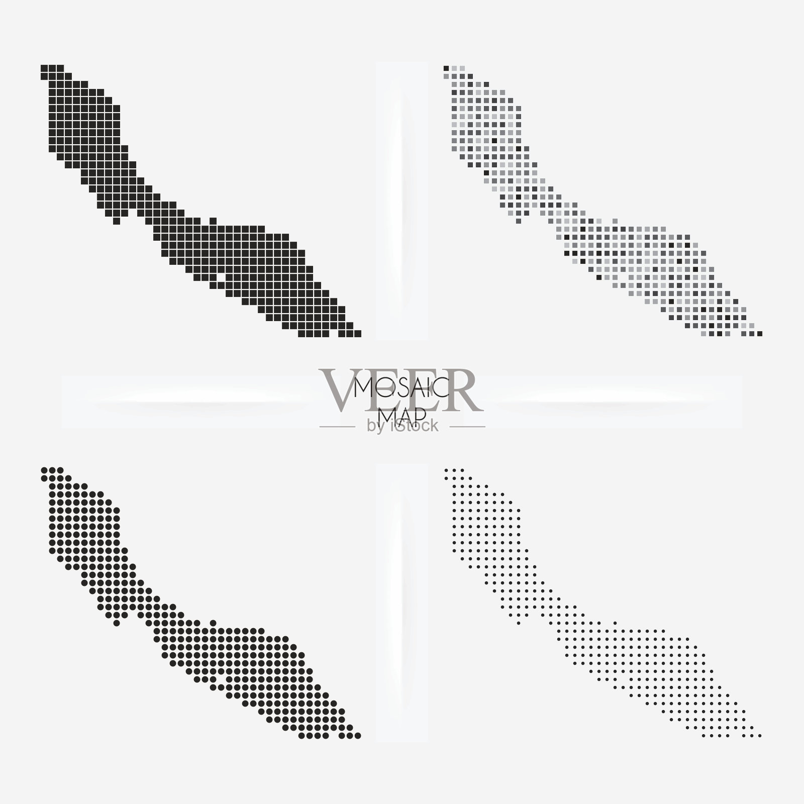 库拉索岛地图-马赛克方格和星点插画图片素材