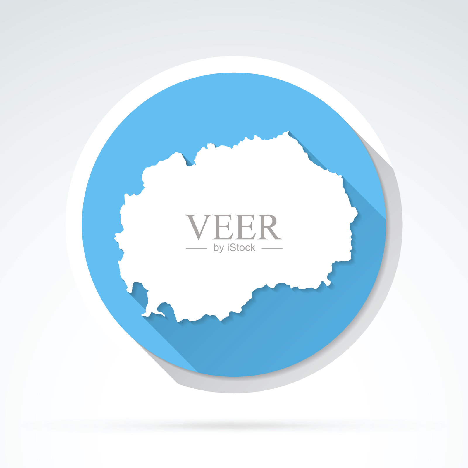 马其顿地图图标，平面设计，长阴影插画图片素材