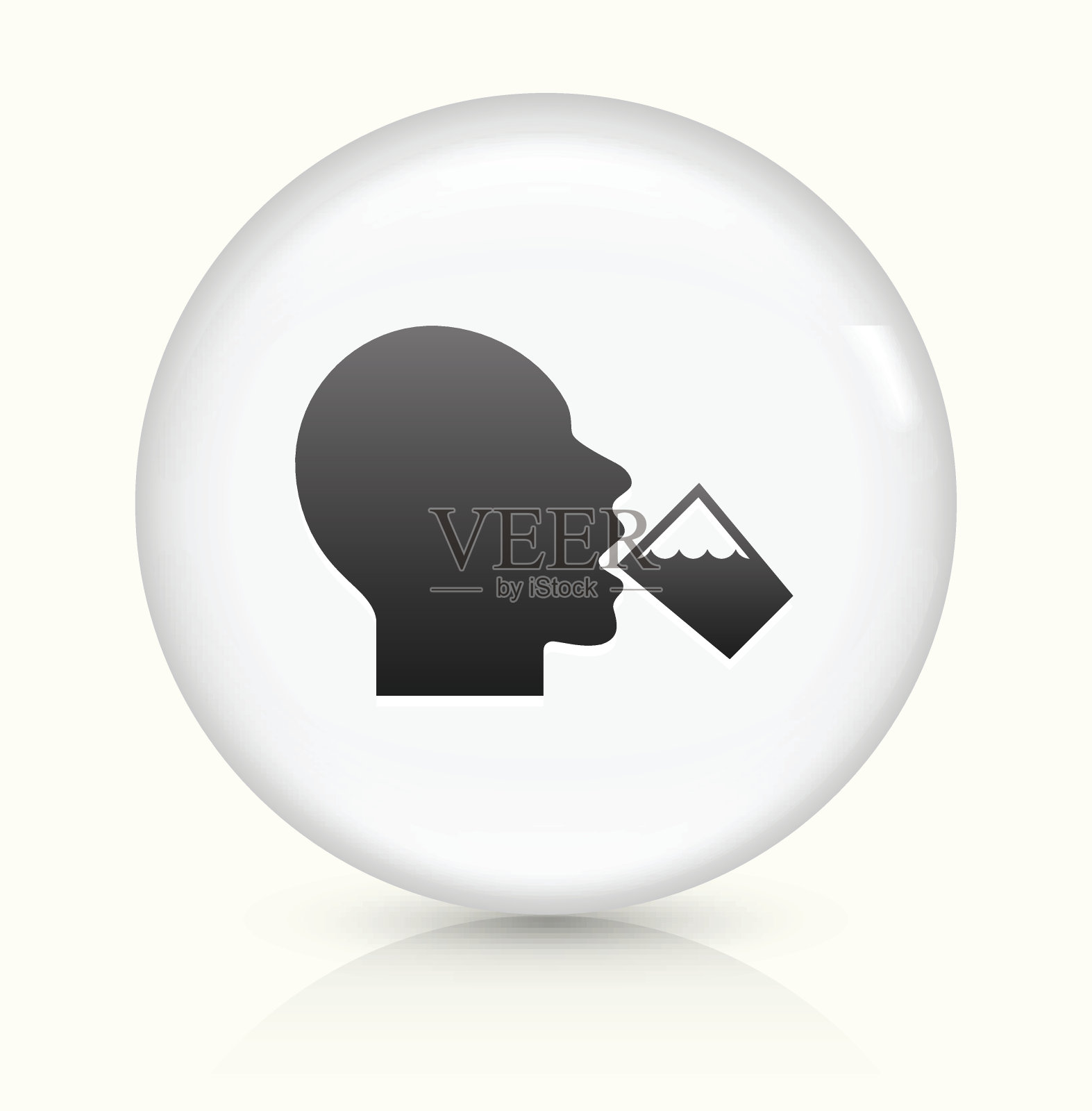 饮水图标上的白色圆形矢量按钮图标素材