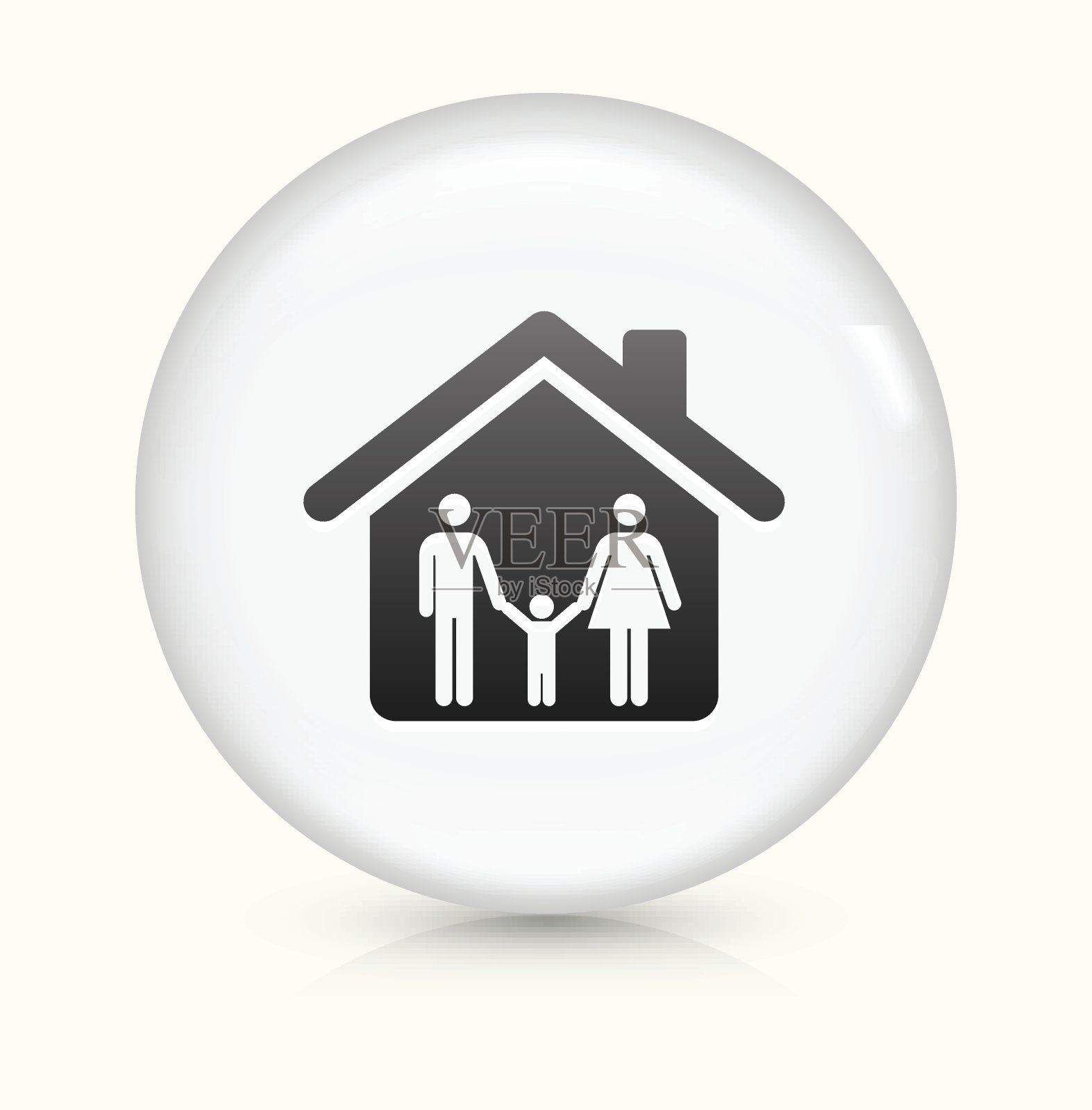 家和家庭图标上的白色圆形矢量按钮图标素材