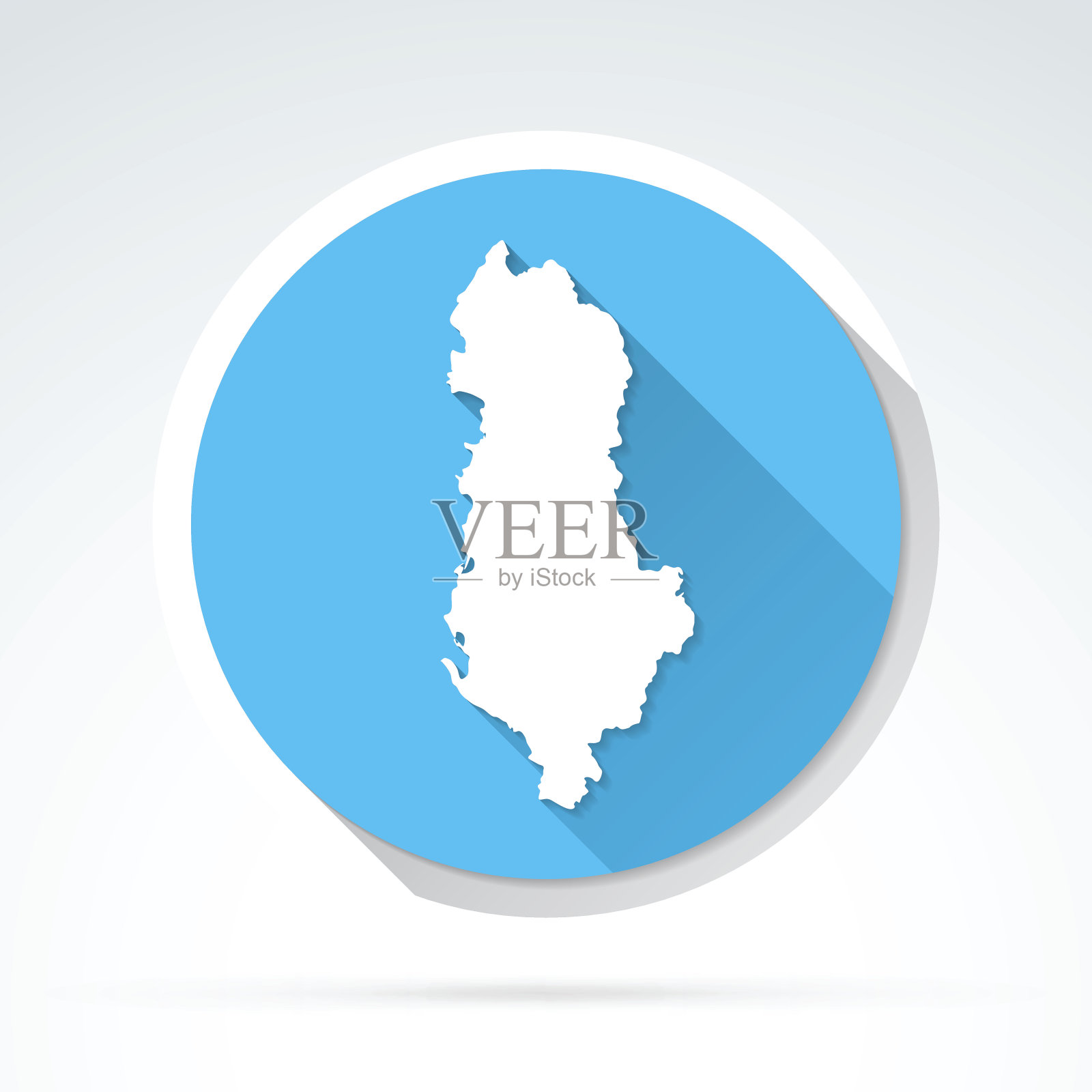 阿尔巴尼亚地图图标，平面设计，长影子插画图片素材