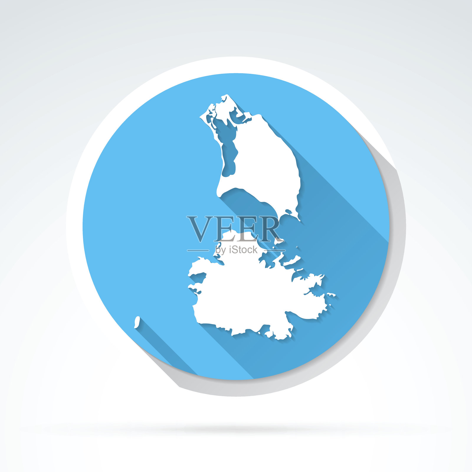 安提瓜和巴布达地图图标，平面设计，长影子插画图片素材