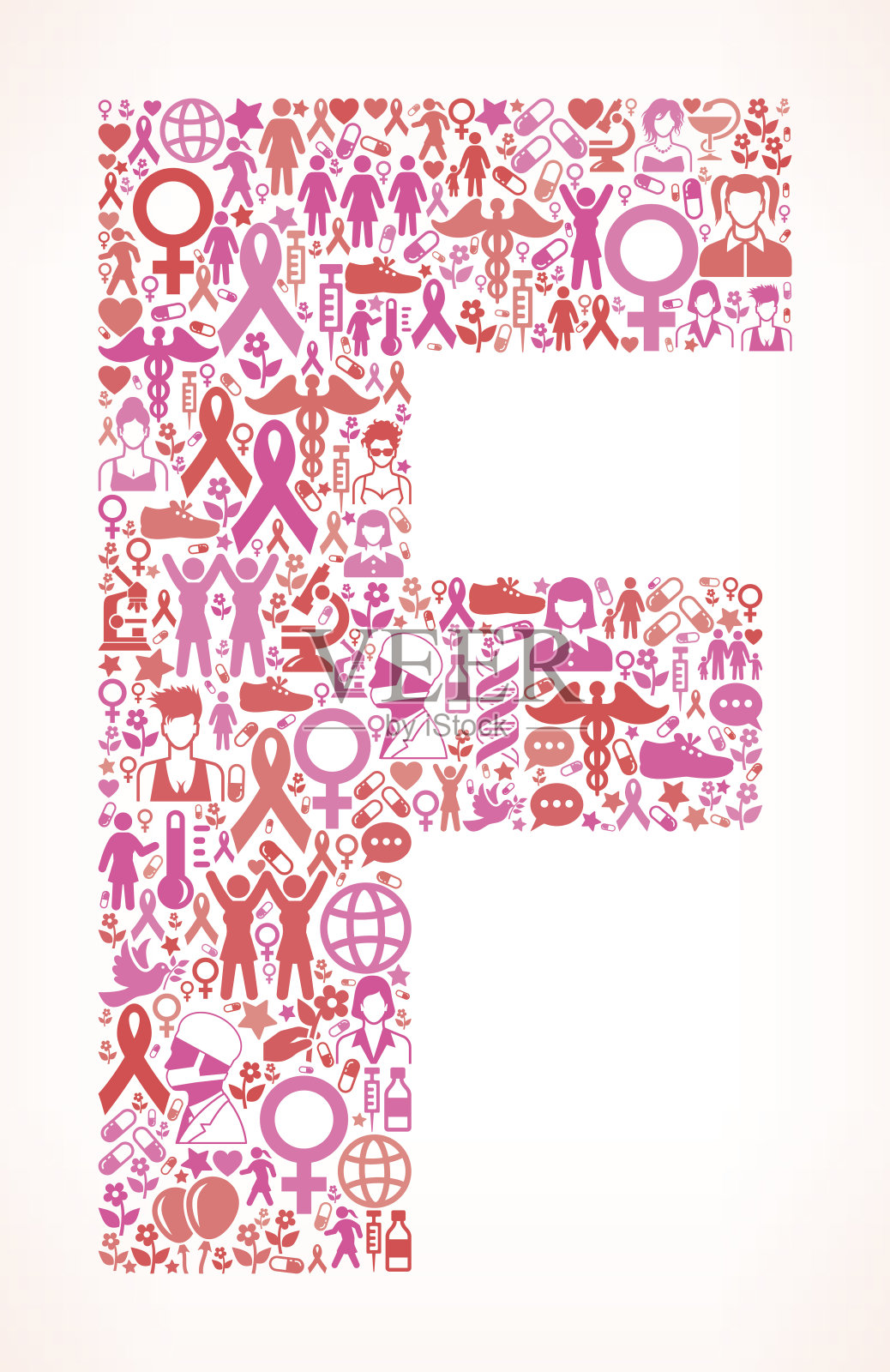 字母F在乳腺癌意识图标图案设计元素图片