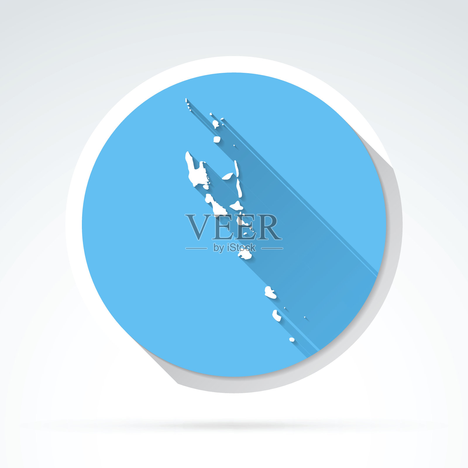 瓦努阿图地图图标，平面设计，长影子插画图片素材