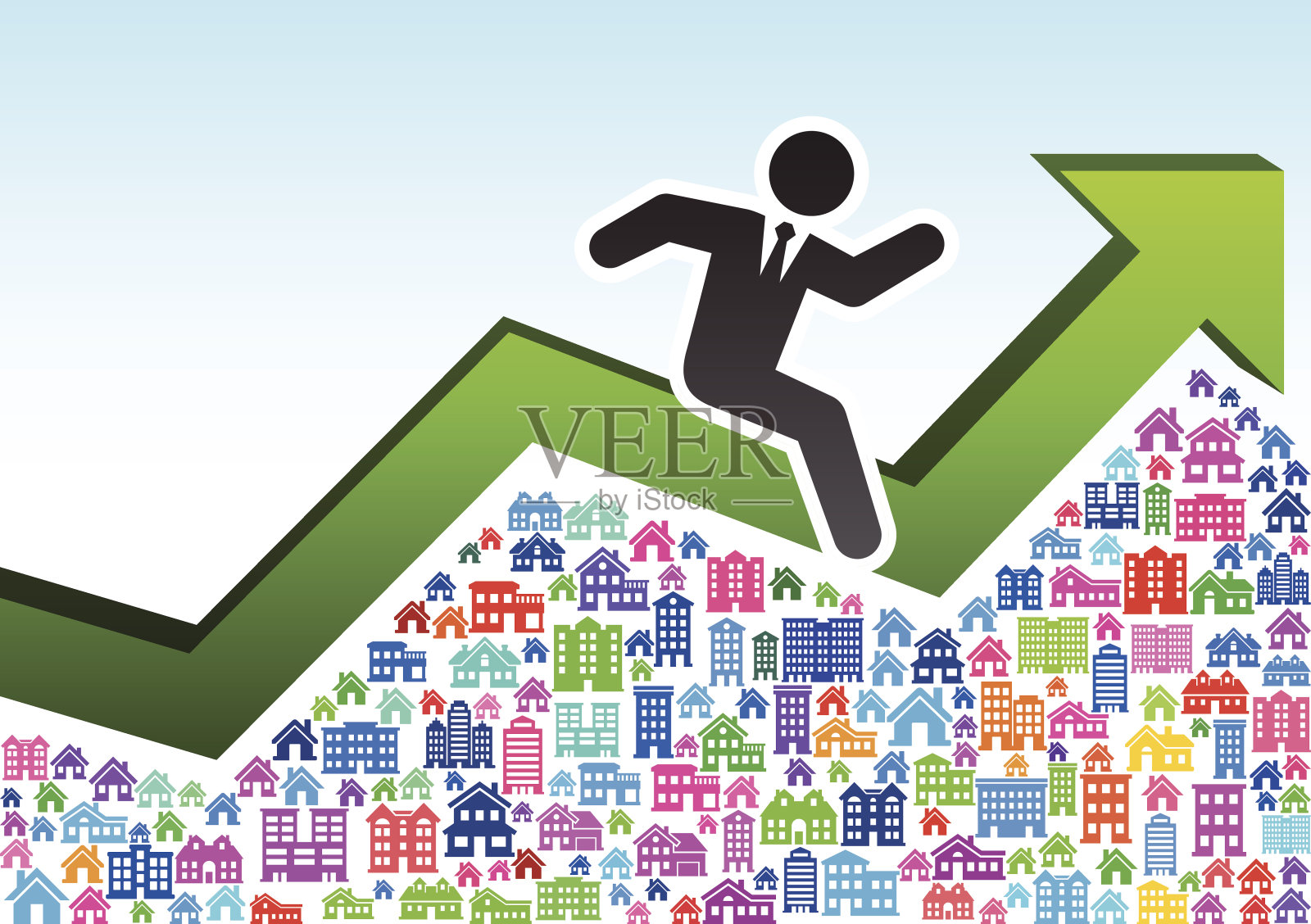 现代技术与通讯的市场箭头插画图片素材