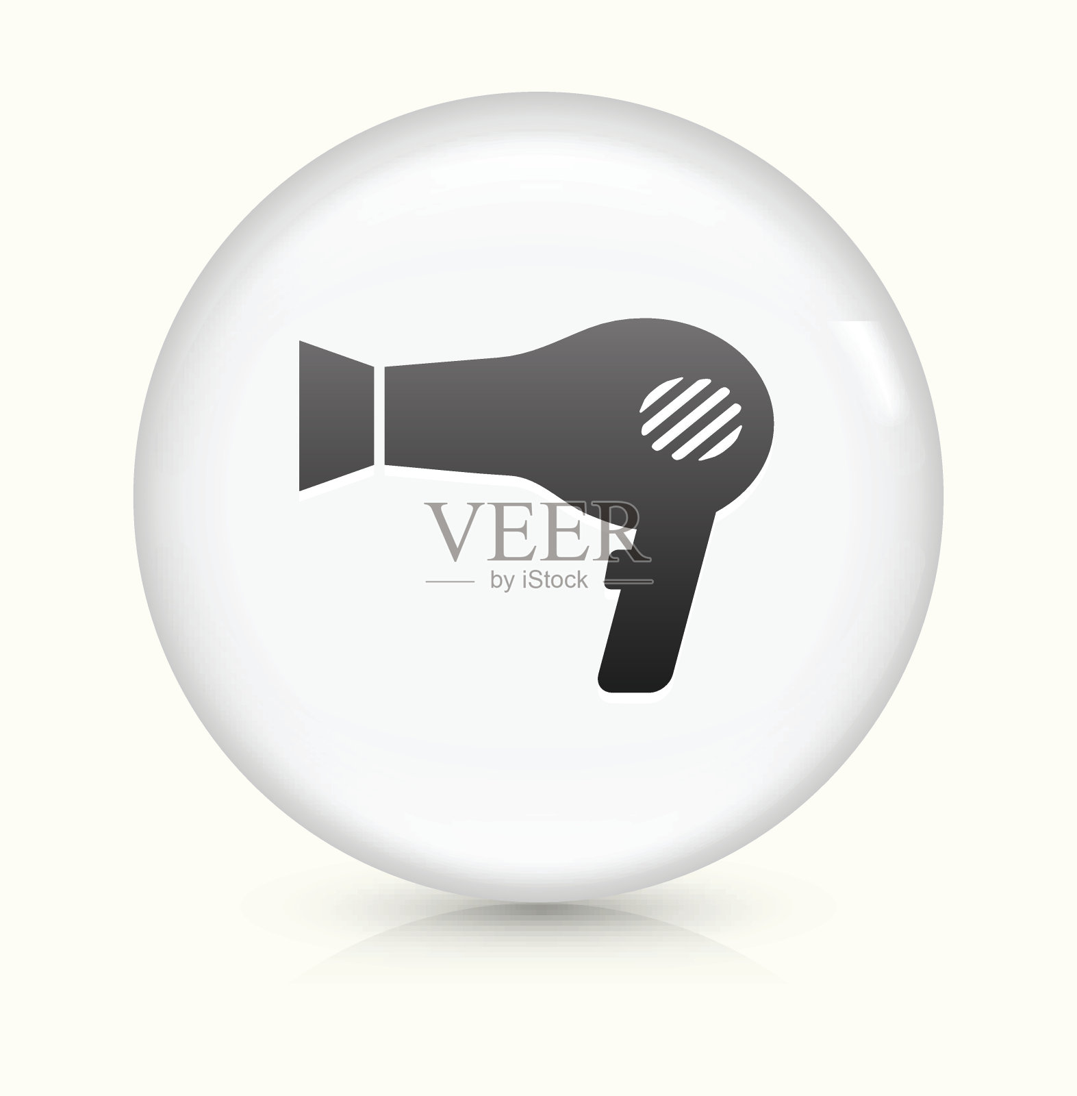 吹风机图标上白色圆形矢量按钮图标素材