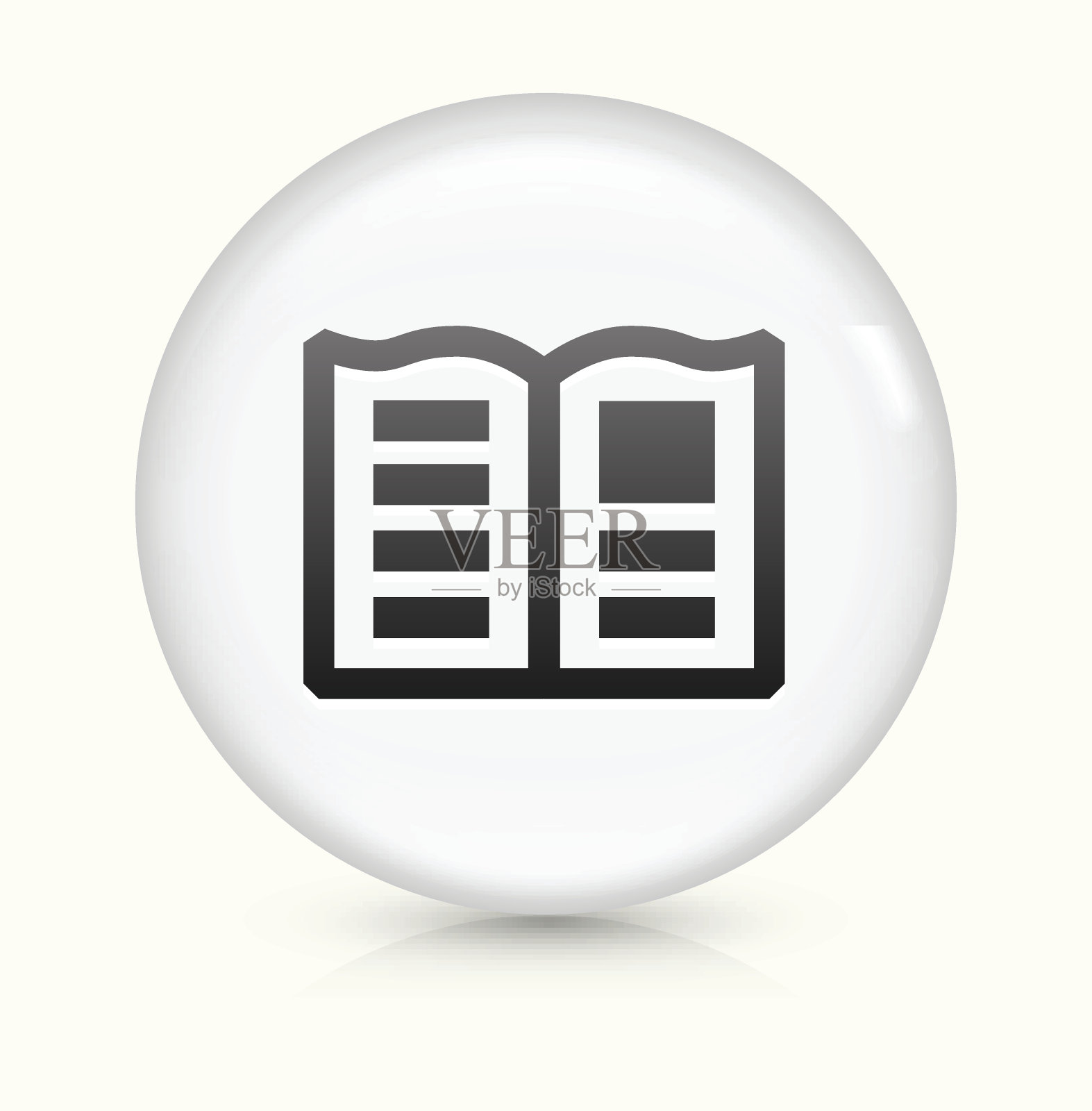 报纸图标上的白色圆形矢量按钮图标素材