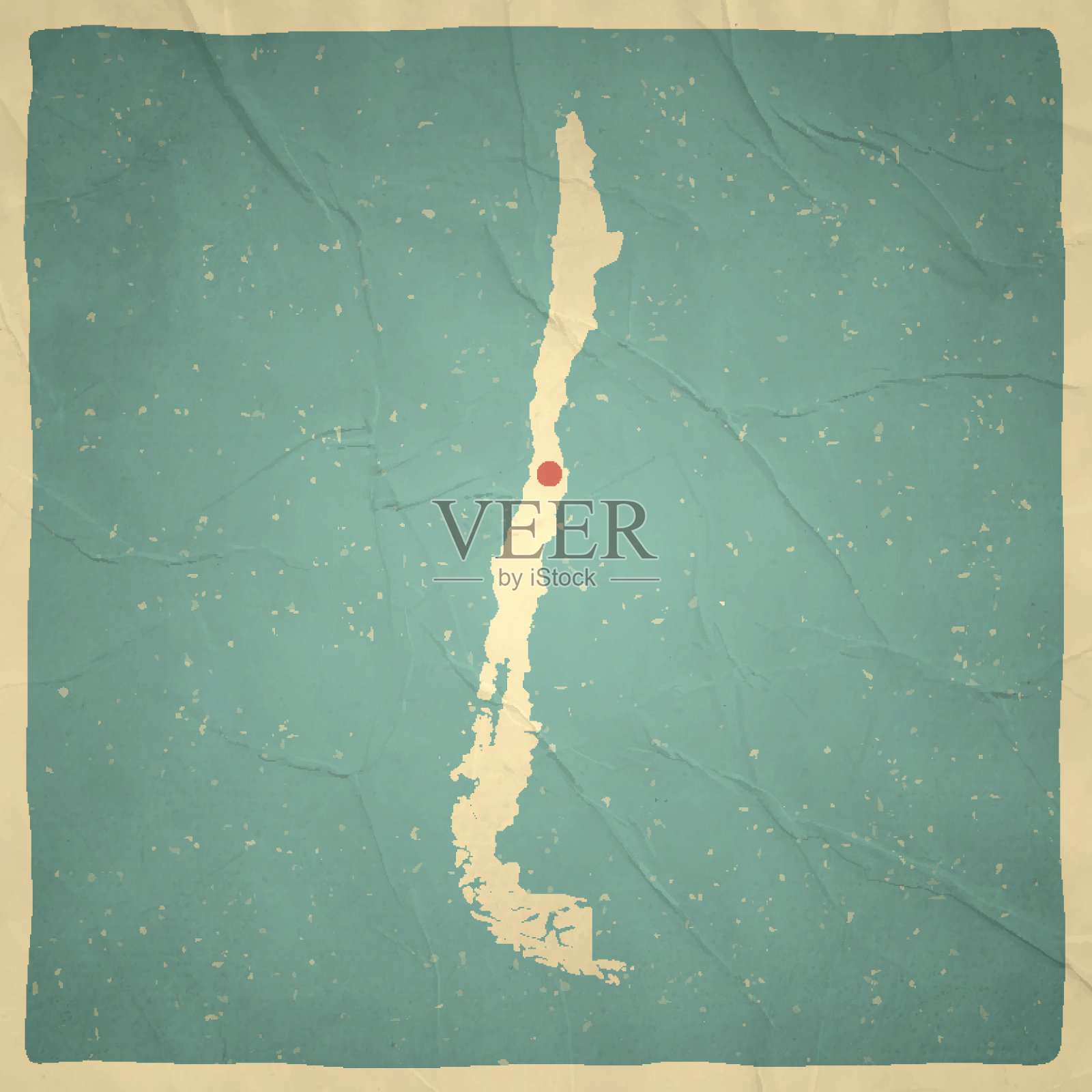 智利地图上的旧纸-复古的纹理插画图片素材