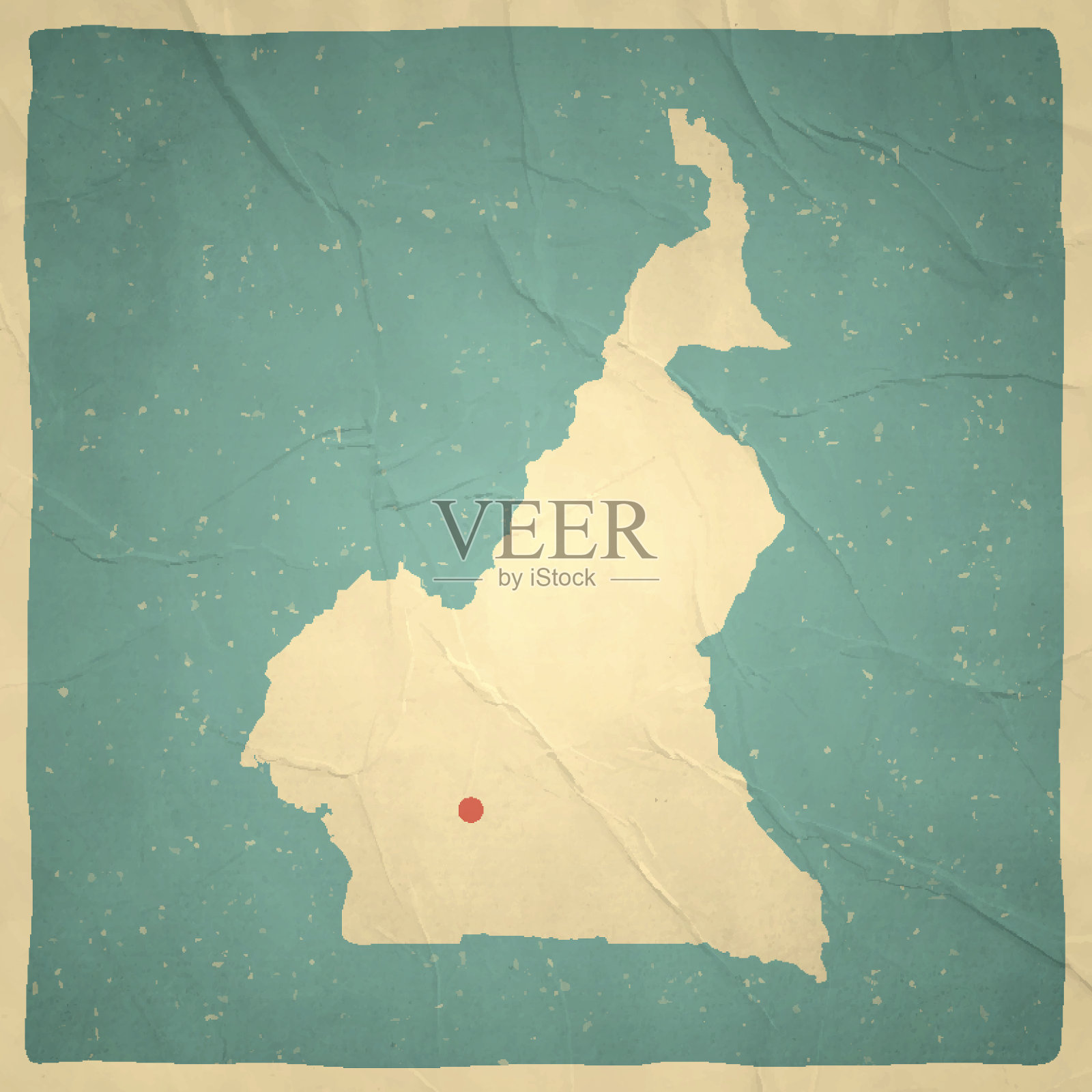 喀麦隆地图上的旧纸-古董纹理插画图片素材