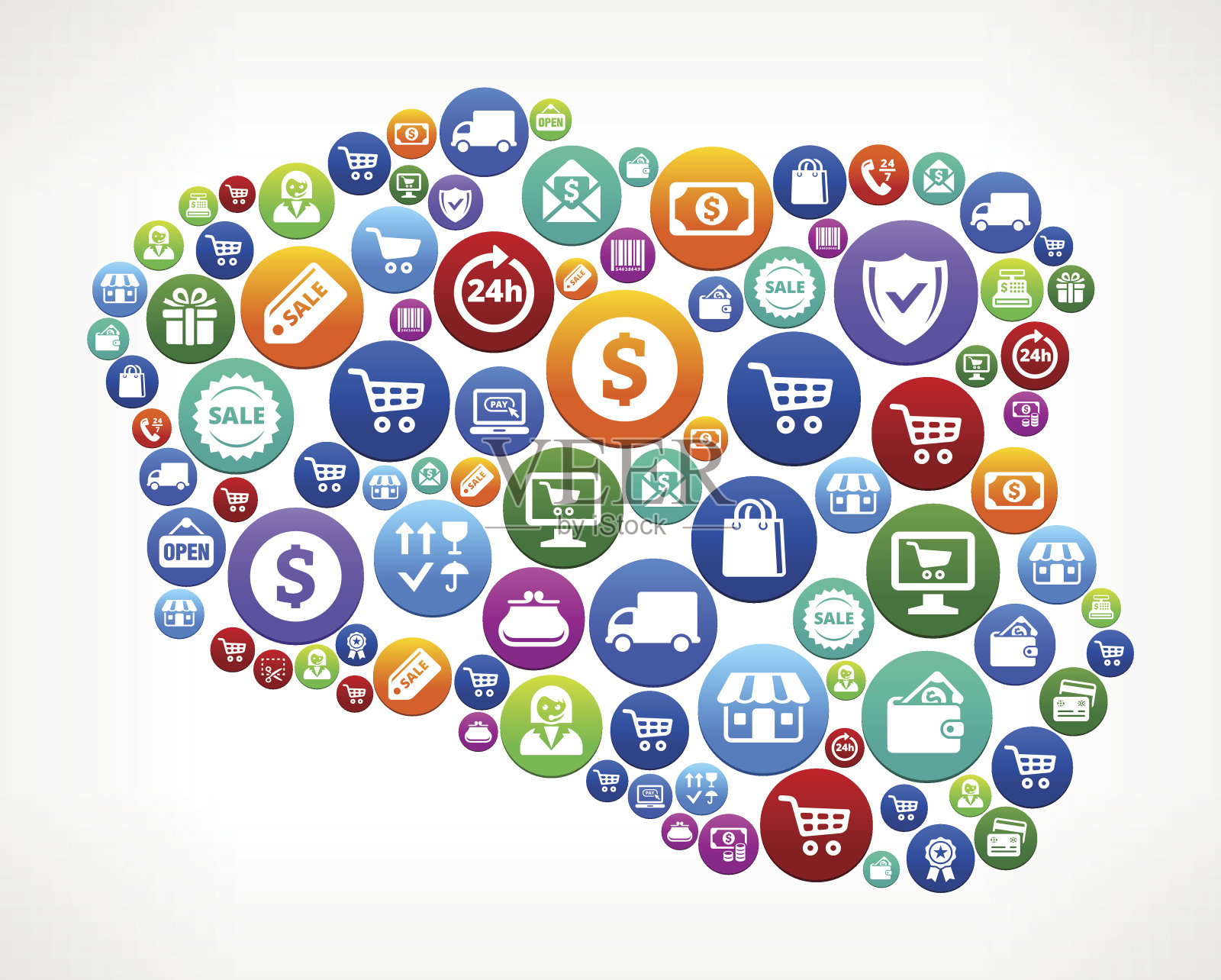 波兰购物和商业彩色按钮图案插画图片素材