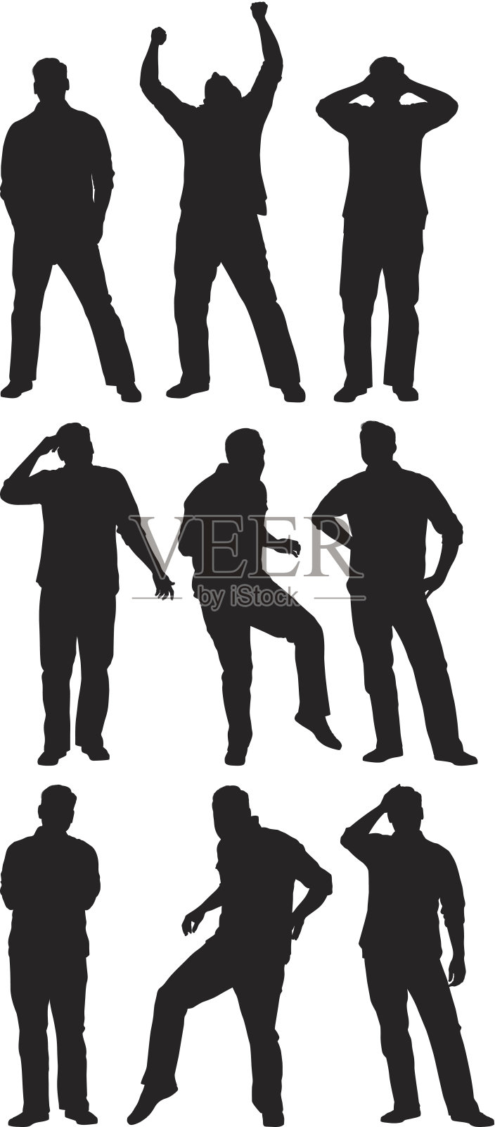 摆出各种姿势的男人插画图片素材