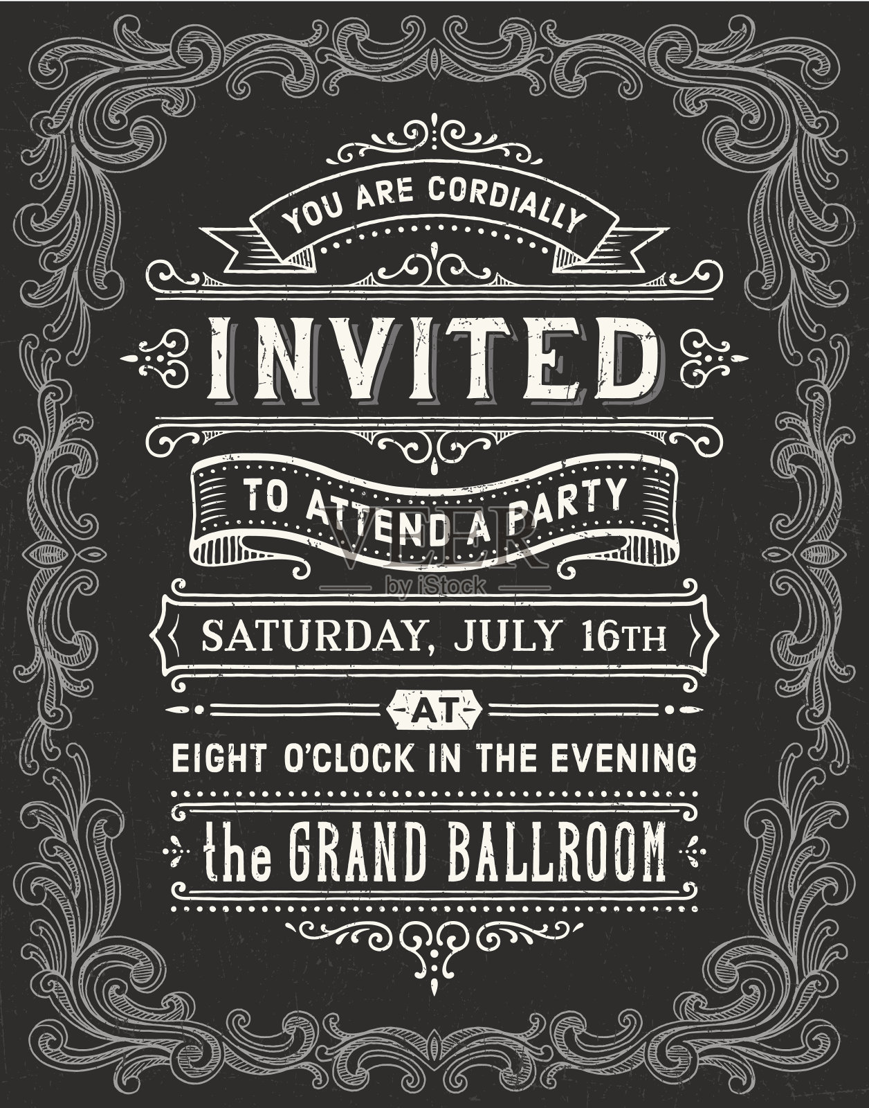 古董黑板的邀请设计模板素材