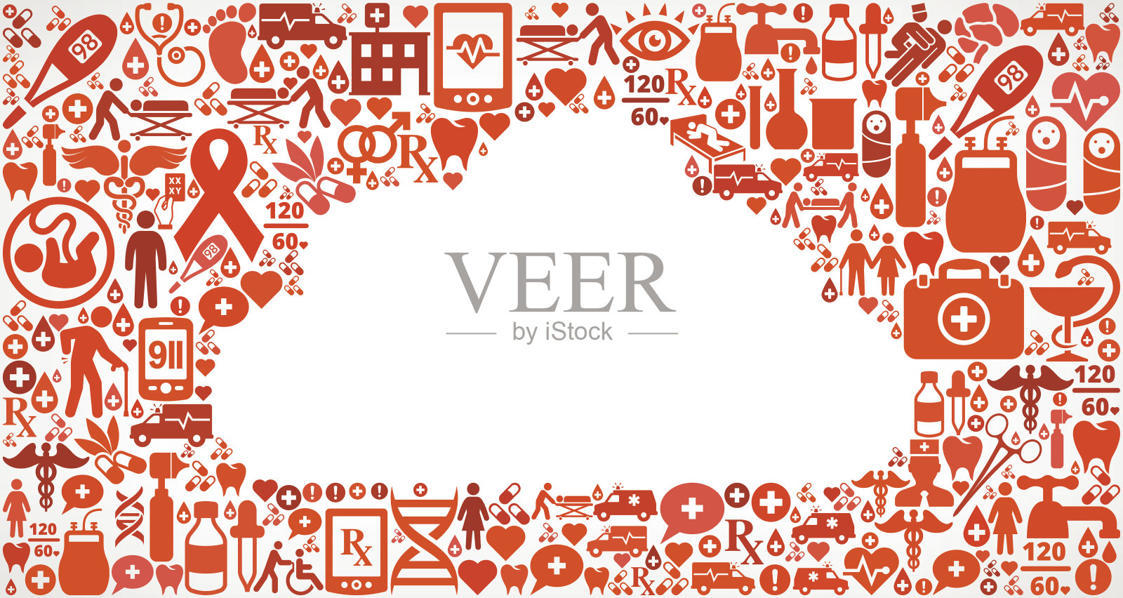 云计算医疗保健和医疗无缝图标模式插画图片素材