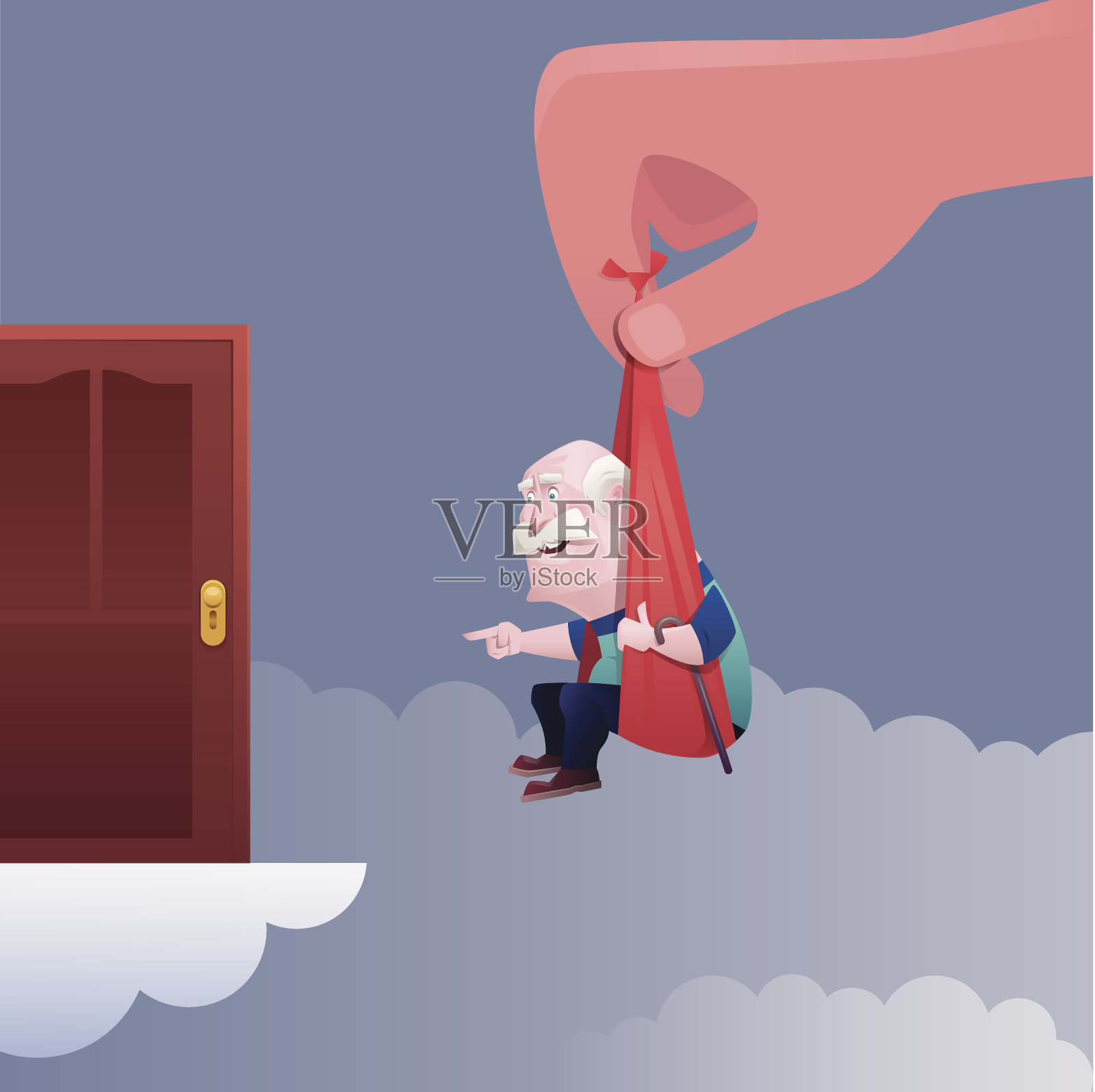 大手抱着老人插画图片素材