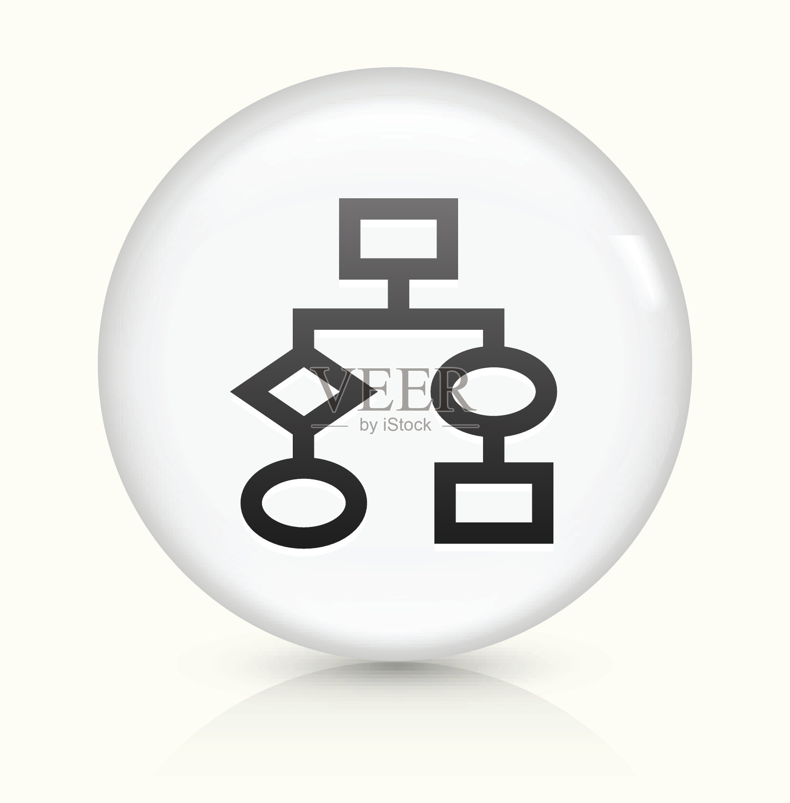 方框图表图标上的白色圆形矢量按钮插画图片素材